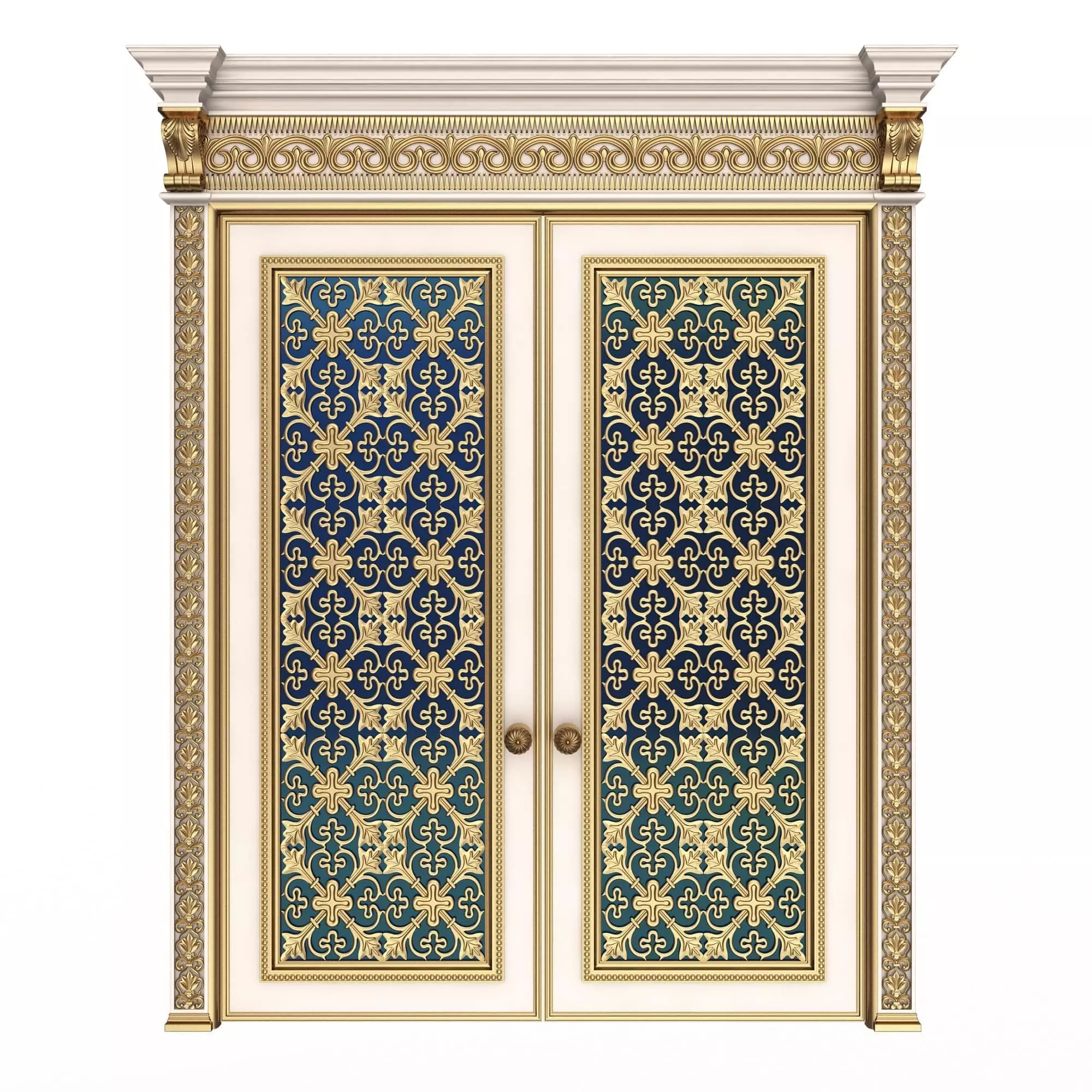 Carved Door Classic 01201 White Low-poly 3D model_0