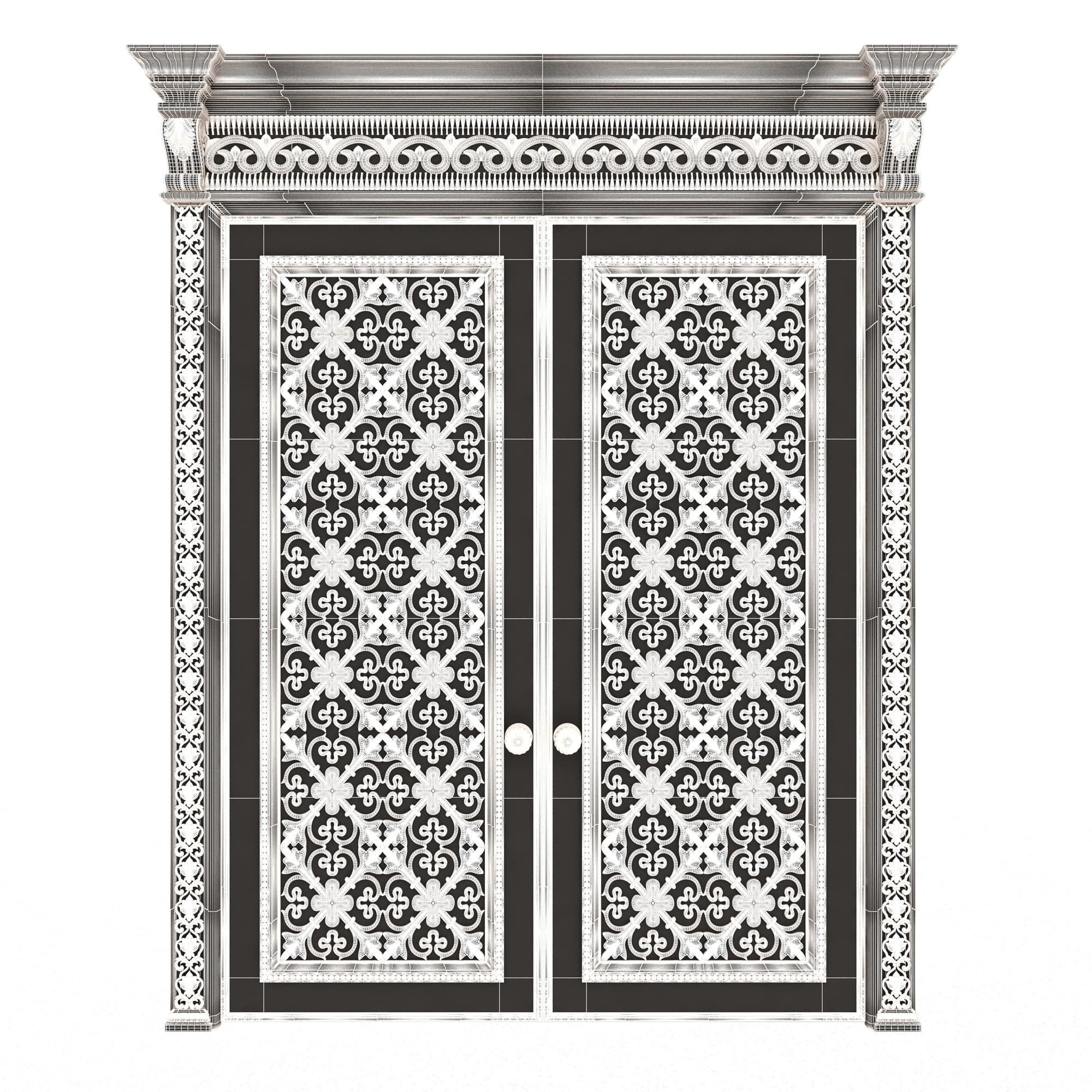 Carved Door Classic 01201 White Low-poly 3D model_6