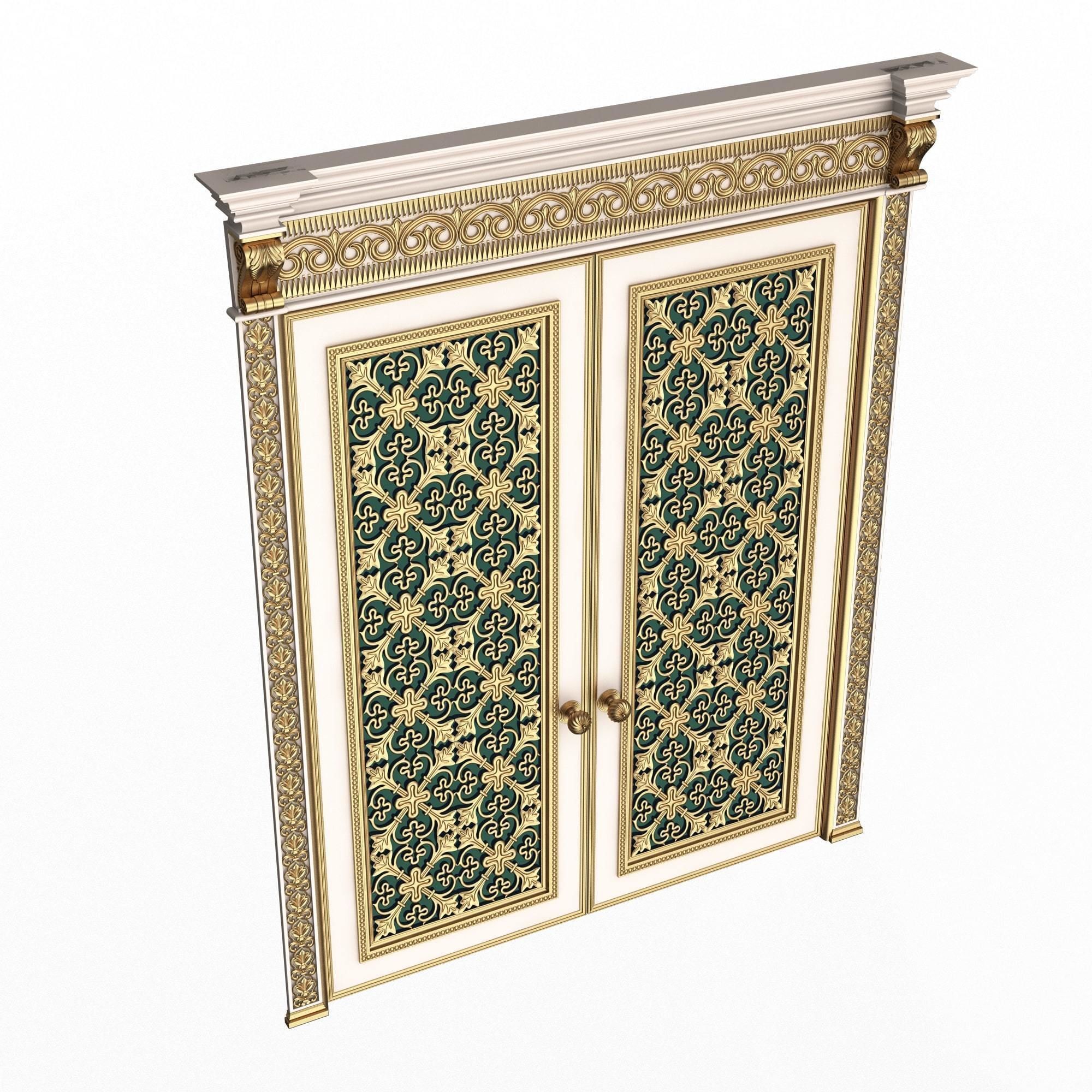 Carved Door Classic 01201 White Low-poly 3D model_1