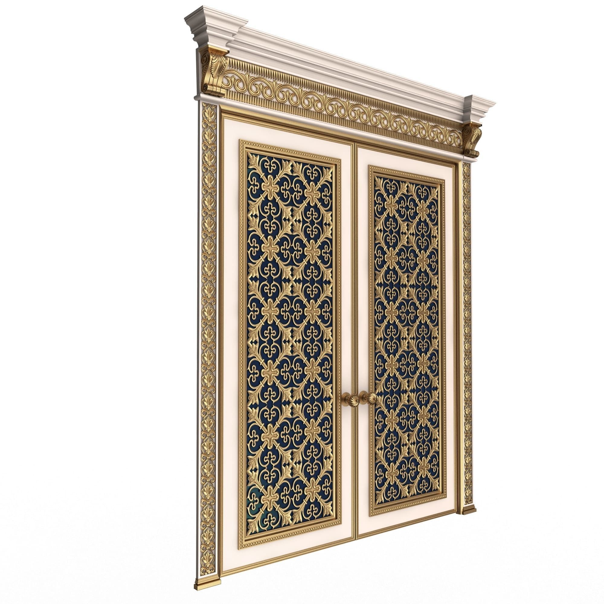 Carved Door Classic 01201 White Low-poly 3D model_3