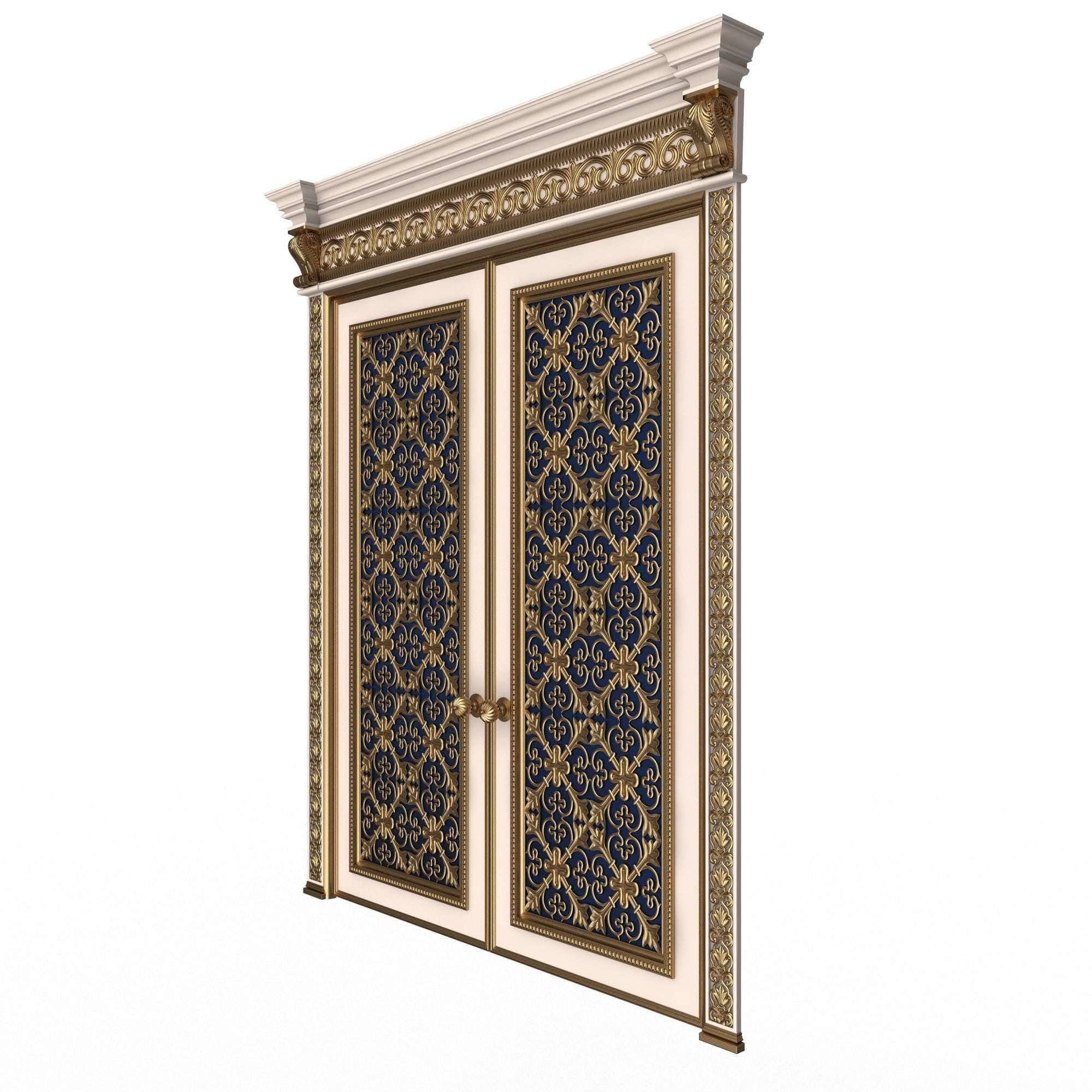 Carved Door Classic 01201 White Low-poly 3D model_2