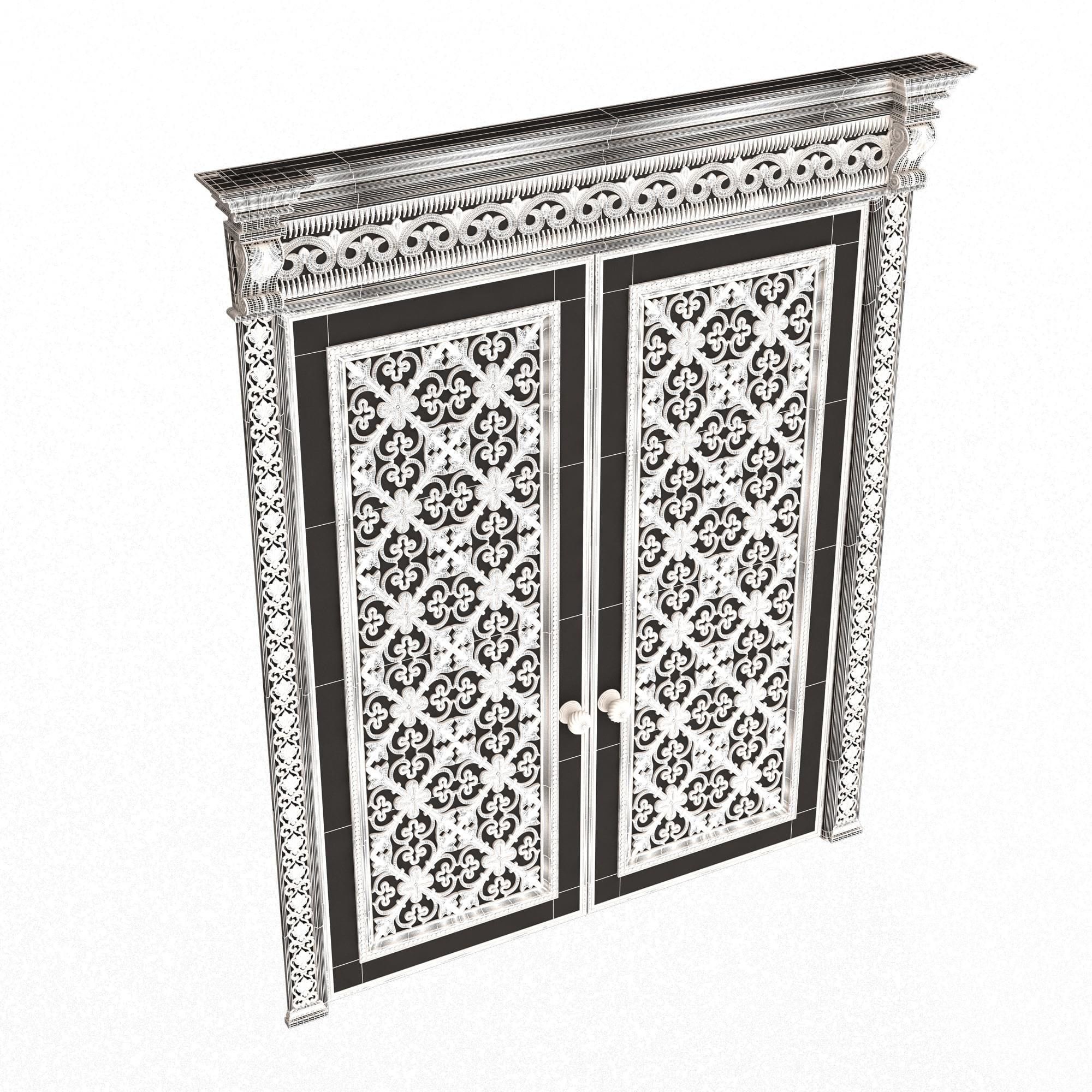 Carved Door Classic 01201 White Low-poly 3D model_7