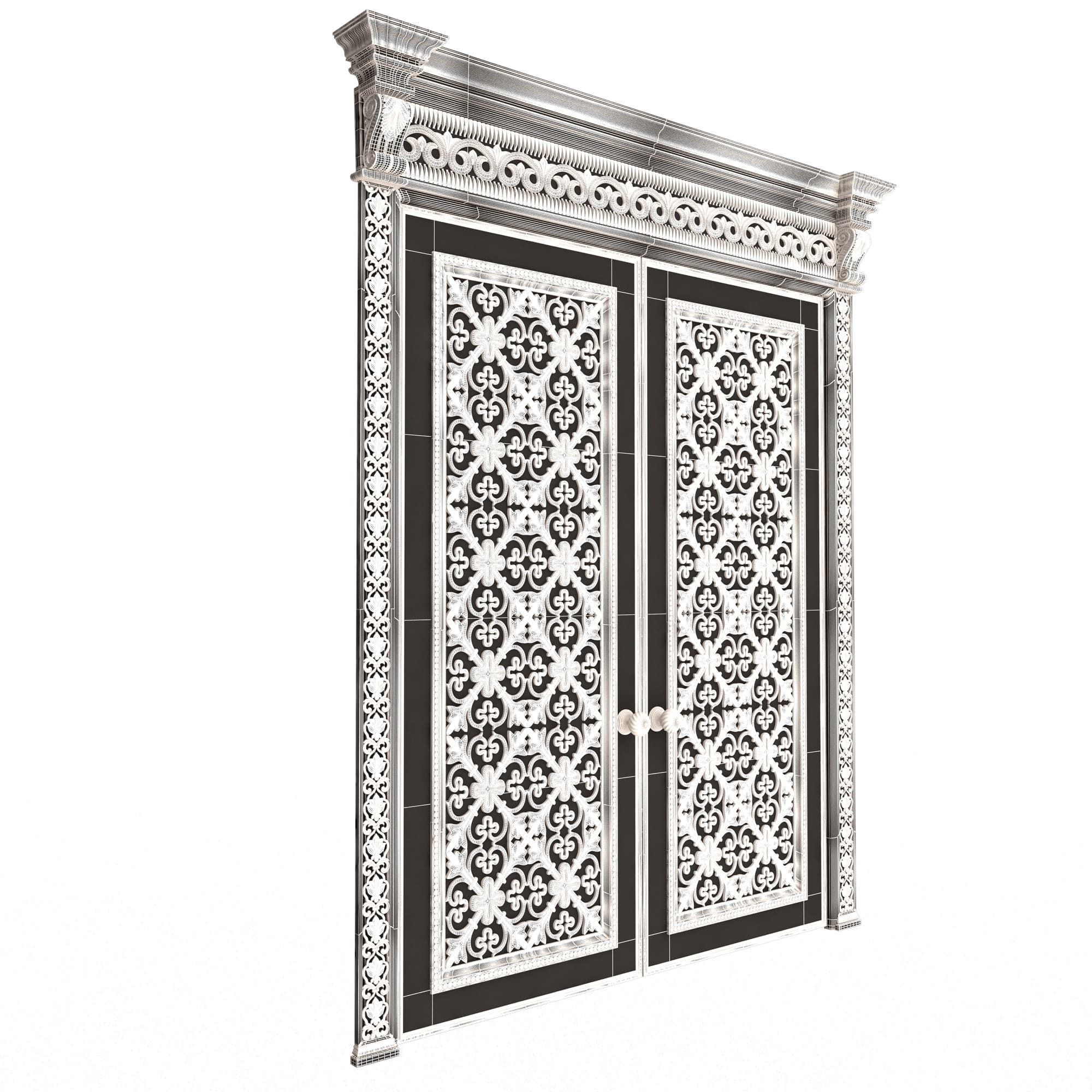 Carved Door Classic 01201 White Low-poly 3D model_9