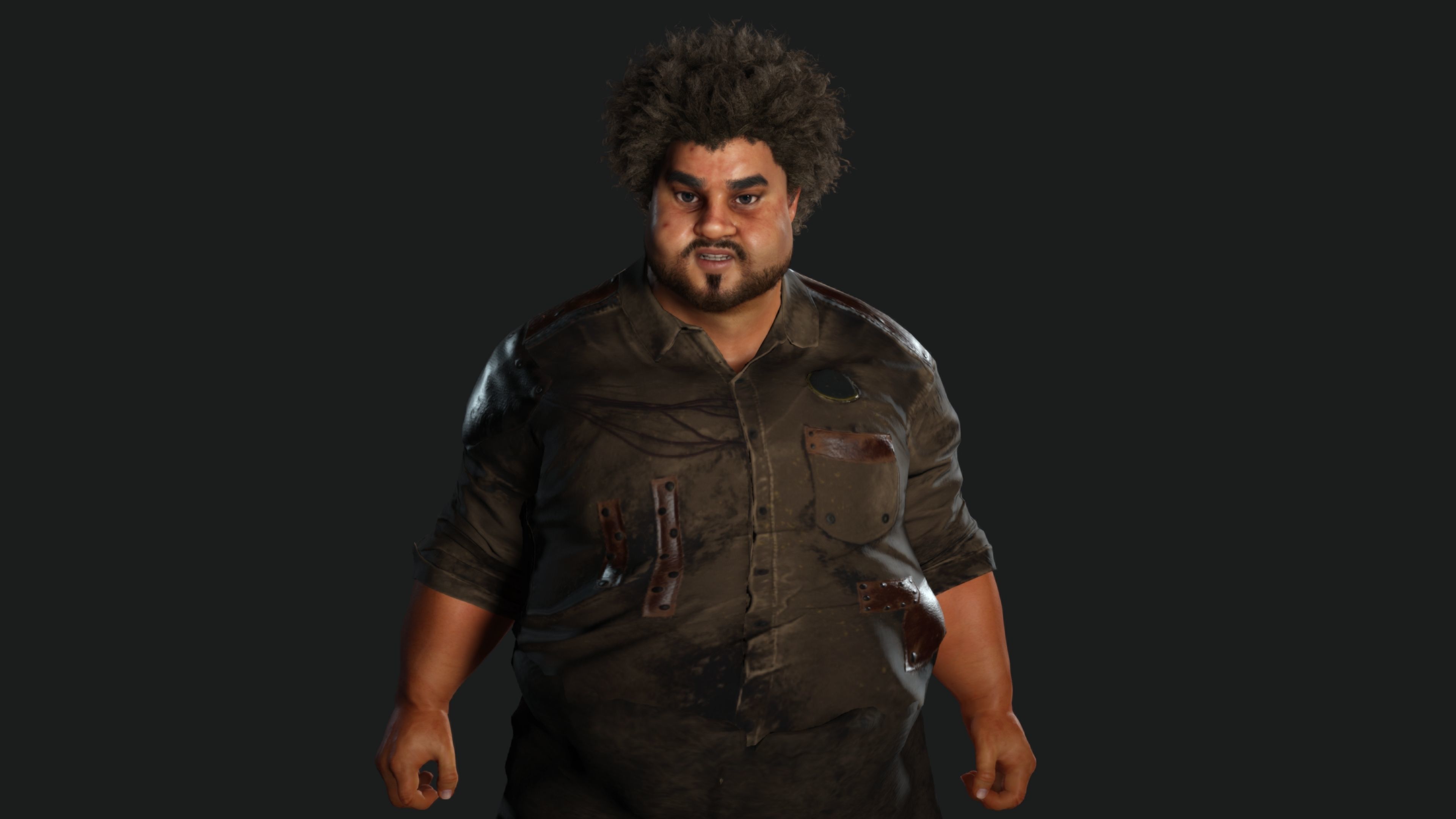 AAA 3D FAT BLACK MAN SURVIVOR or HOMELESS - REALISTIC CHARACTER Low-poly 3D model_9