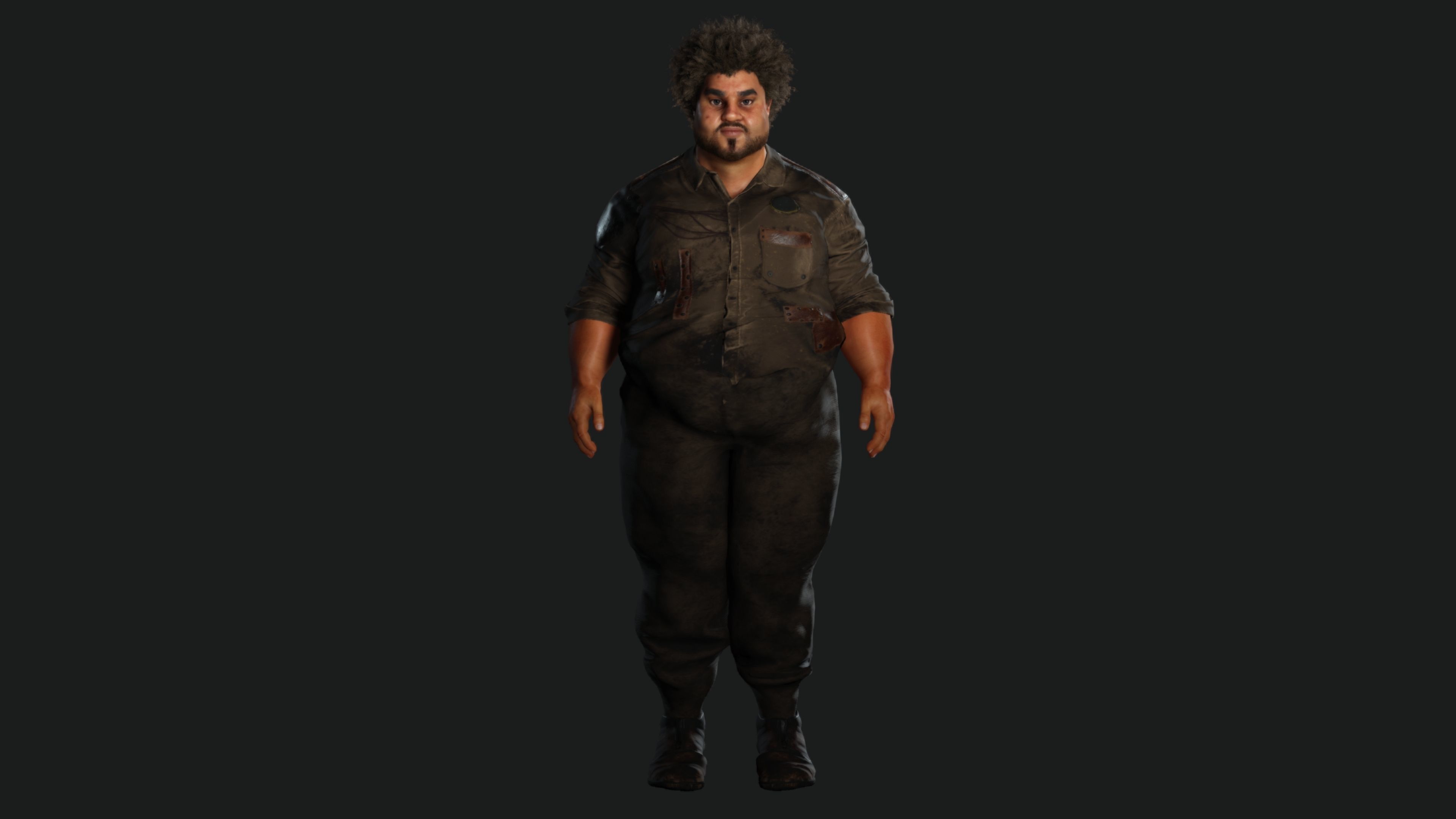 AAA 3D FAT BLACK MAN SURVIVOR or HOMELESS - REALISTIC CHARACTER Low-poly 3D model_13