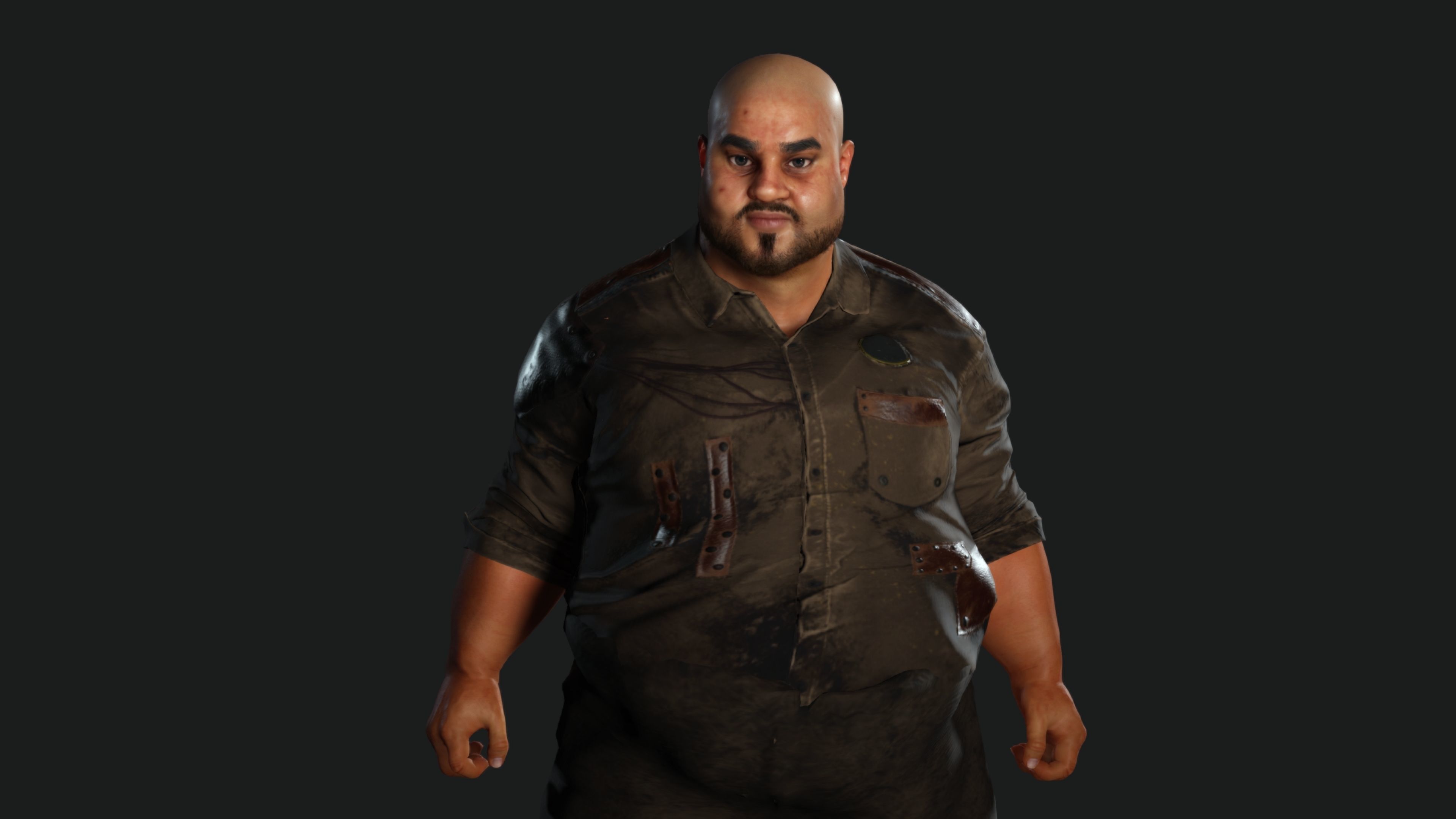 AAA 3D FAT BLACK MAN SURVIVOR or HOMELESS - REALISTIC CHARACTER Low-poly 3D model_7