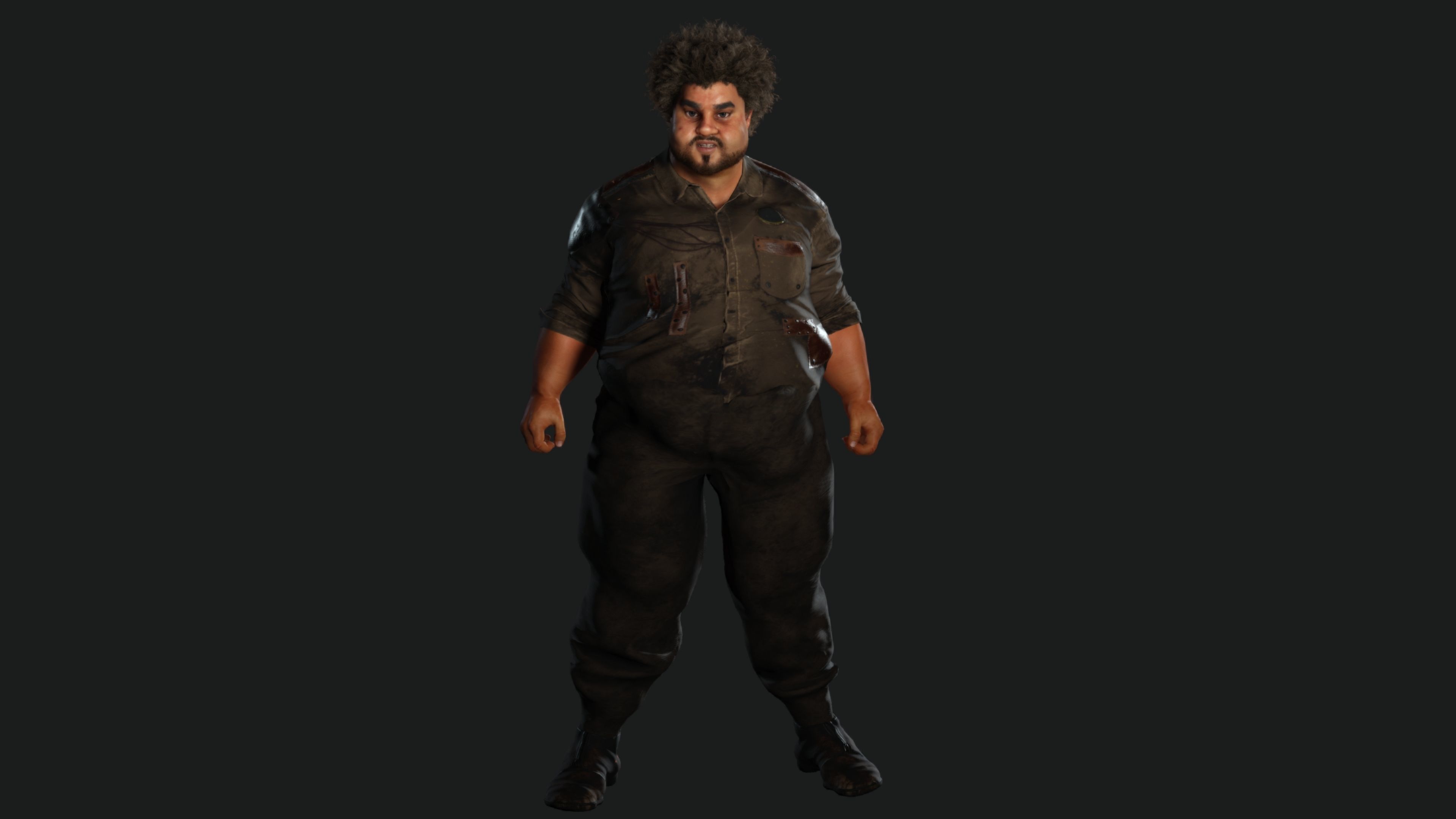 AAA 3D FAT BLACK MAN SURVIVOR or HOMELESS - REALISTIC CHARACTER Low-poly 3D model_10