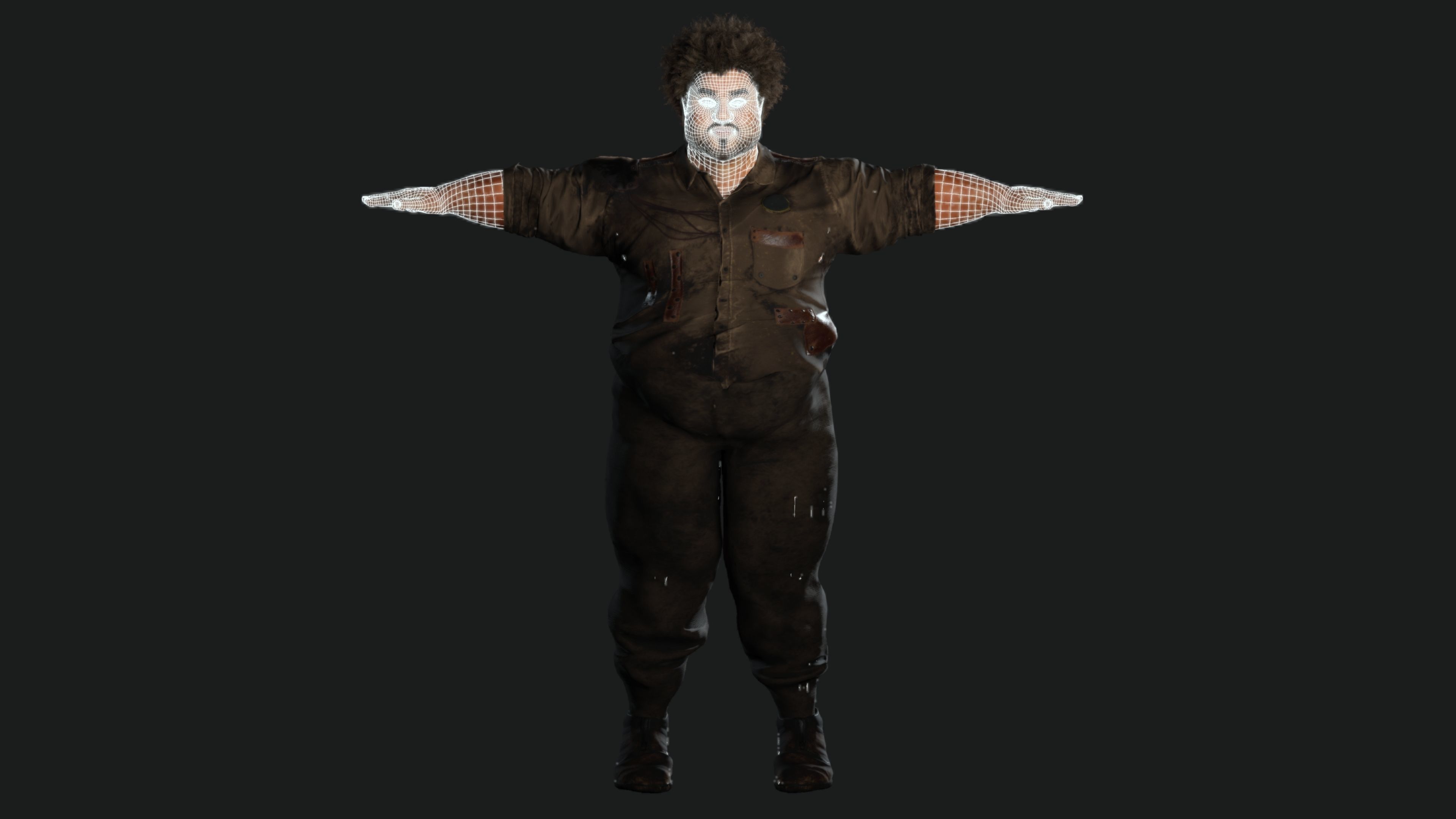 AAA 3D FAT BLACK MAN SURVIVOR or HOMELESS - REALISTIC CHARACTER Low-poly 3D model_16