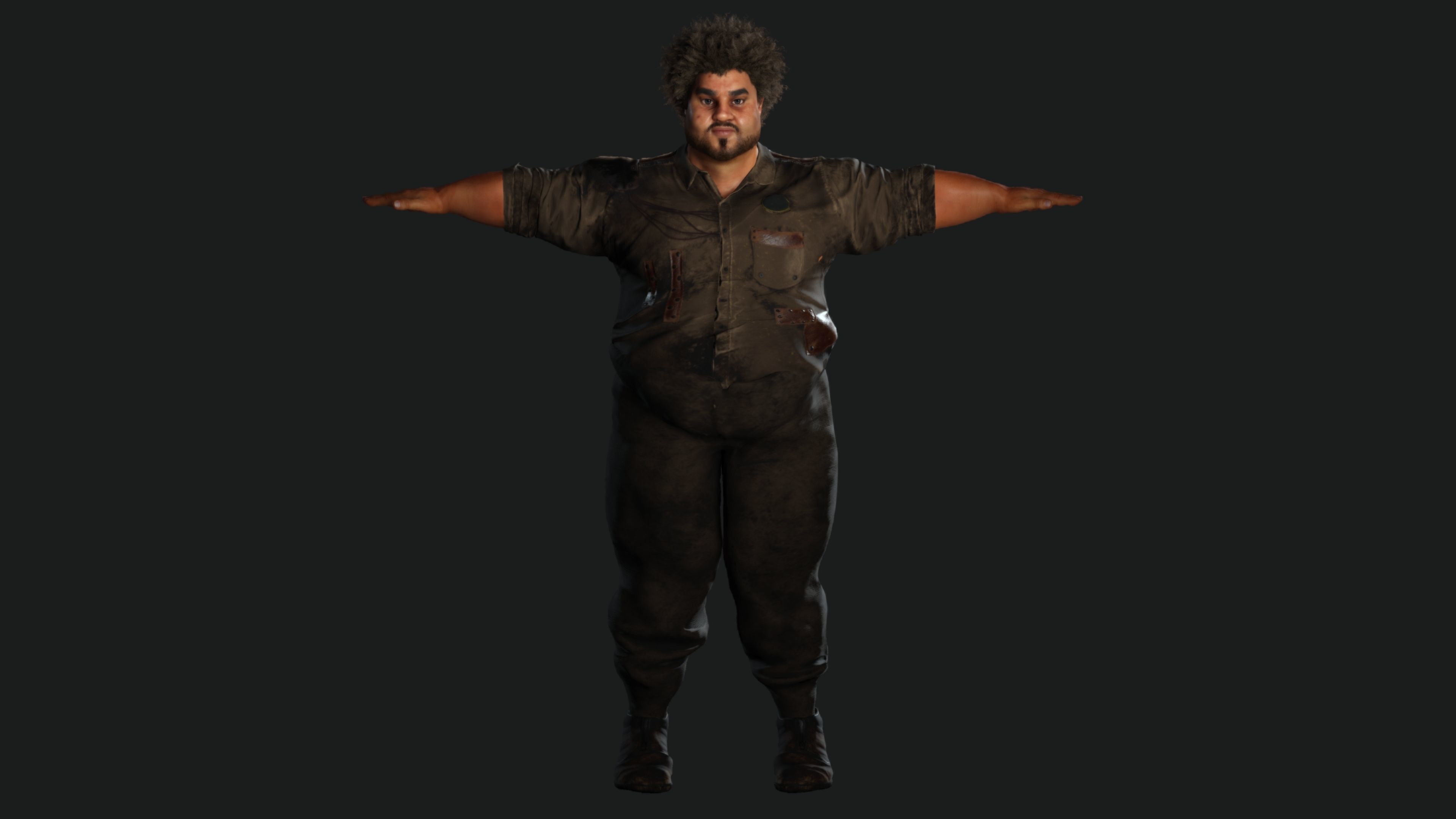 AAA 3D FAT BLACK MAN SURVIVOR or HOMELESS - REALISTIC CHARACTER Low-poly 3D model_14