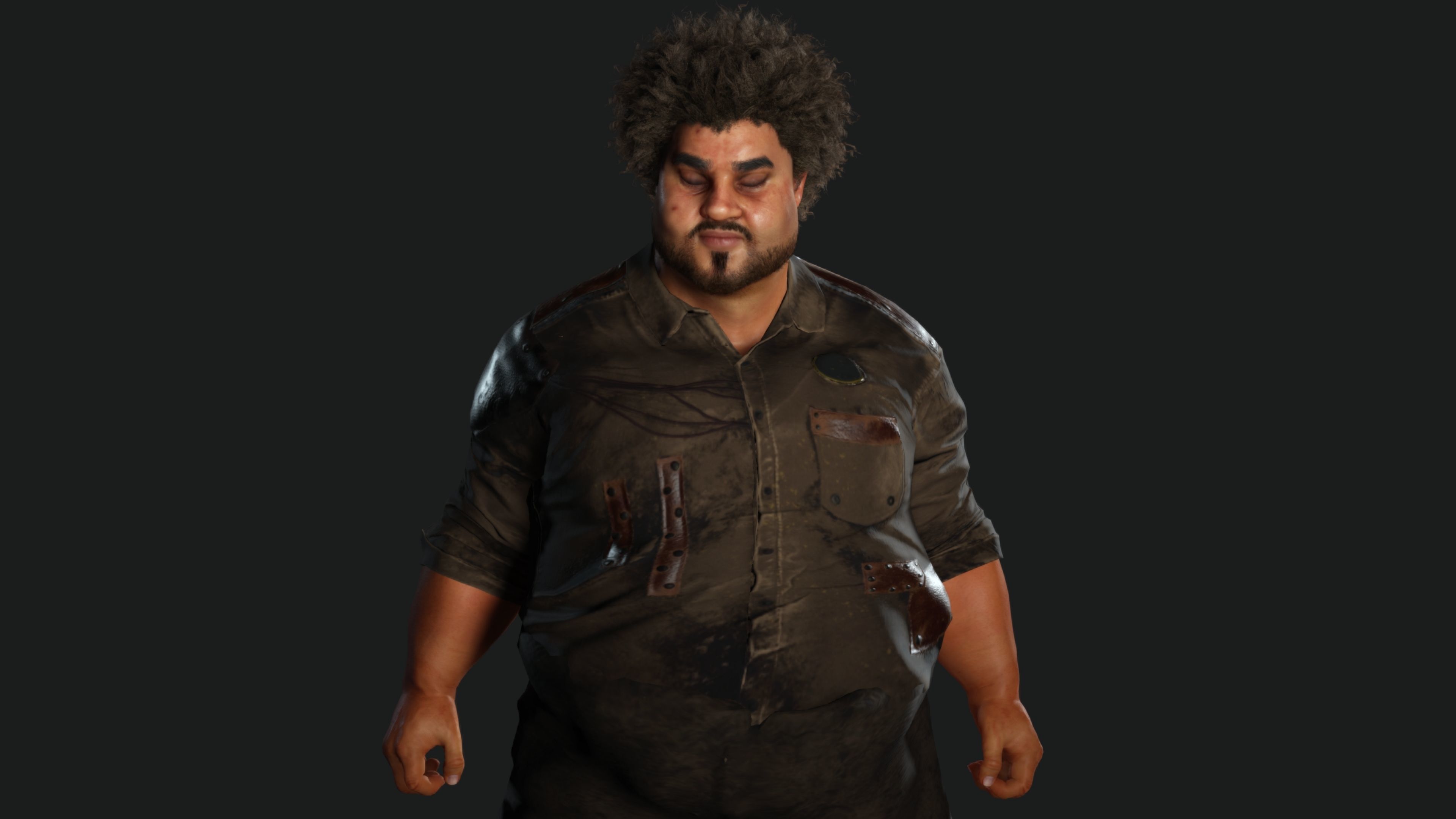 AAA 3D FAT BLACK MAN SURVIVOR or HOMELESS - REALISTIC CHARACTER Low-poly 3D model_8