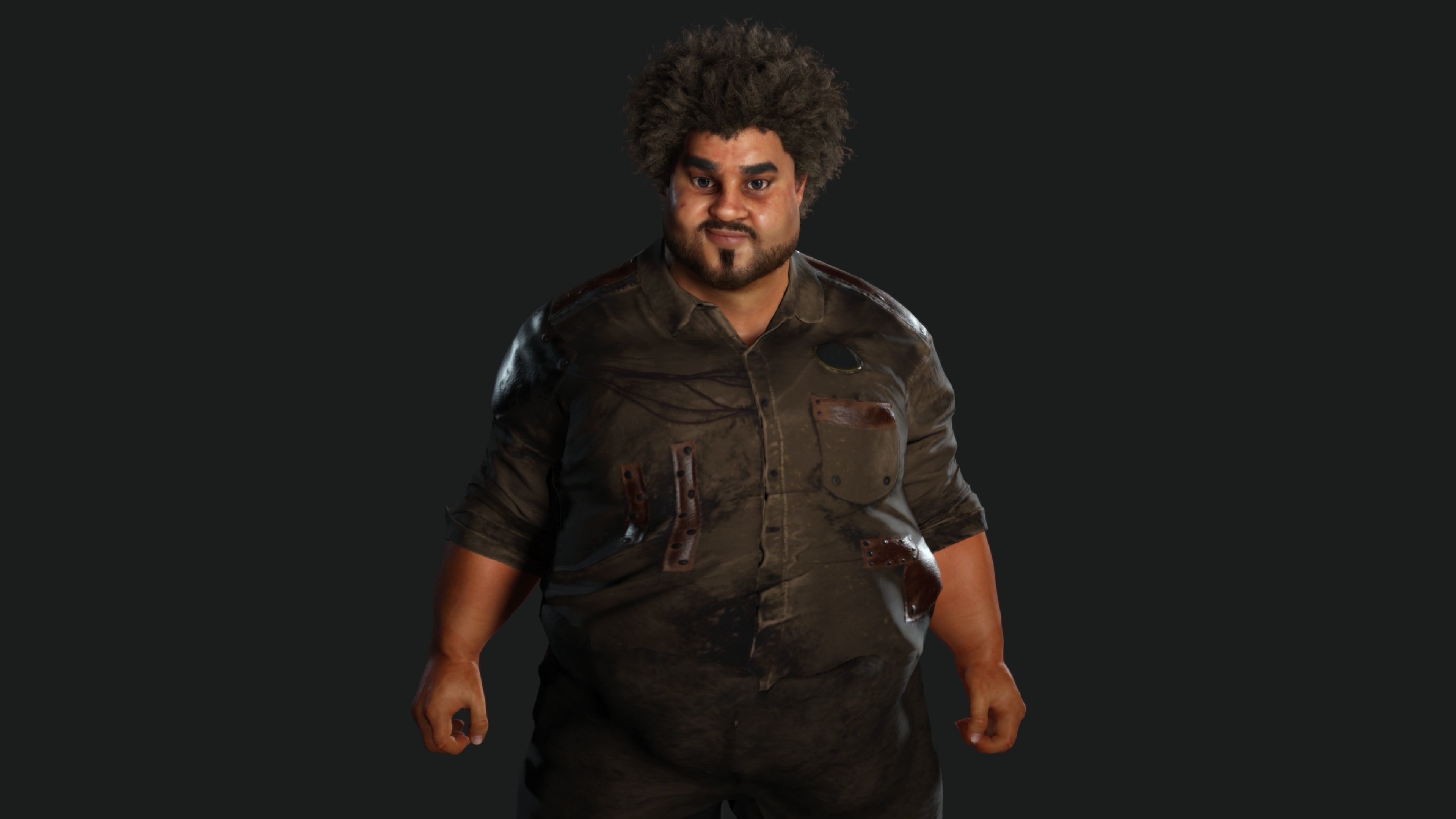 AAA 3D FAT BLACK MAN SURVIVOR or HOMELESS - REALISTIC CHARACTER Low-poly 3D model_11