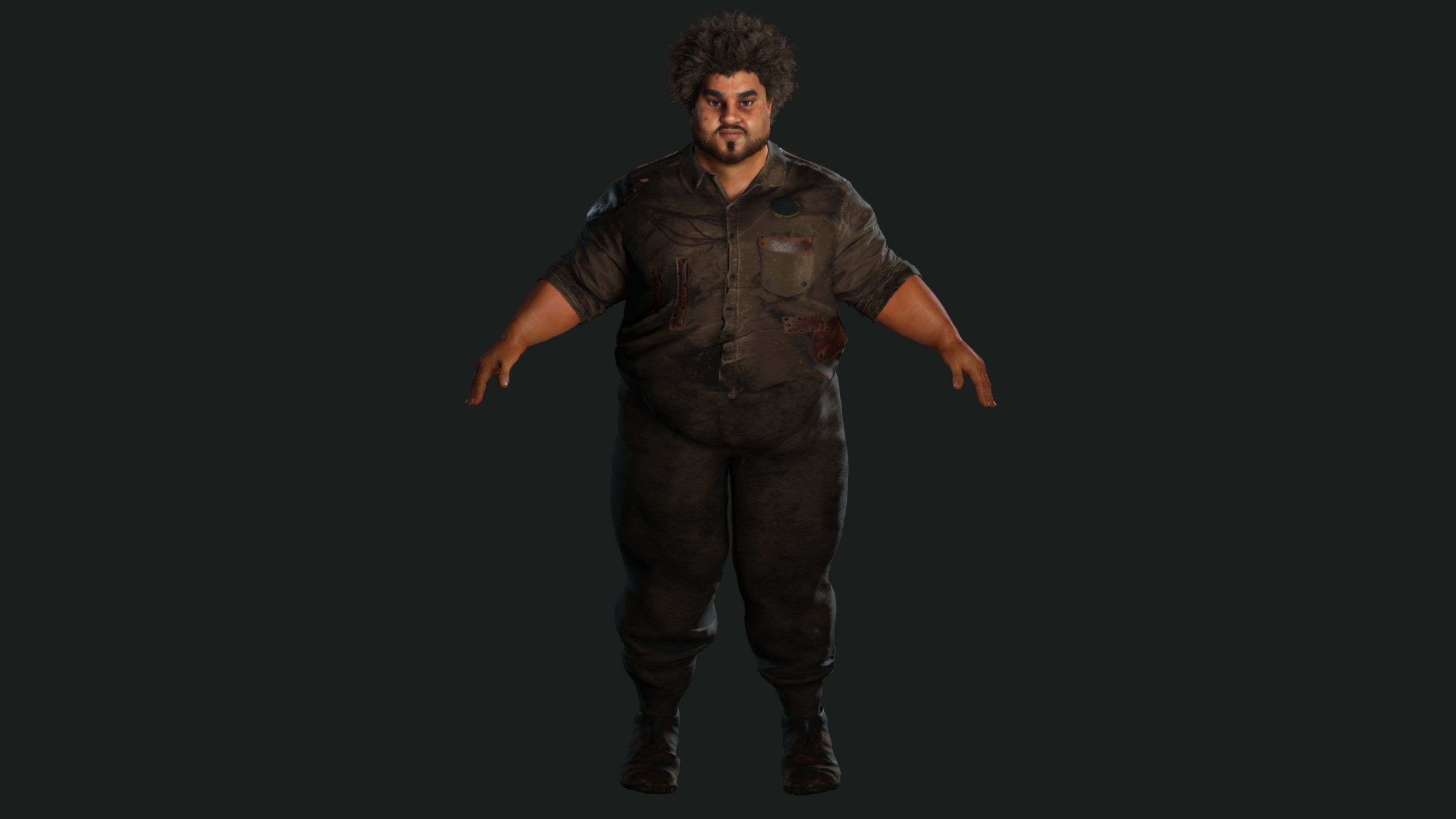 AAA 3D FAT BLACK MAN SURVIVOR or HOMELESS - REALISTIC CHARACTER Low-poly 3D model_12