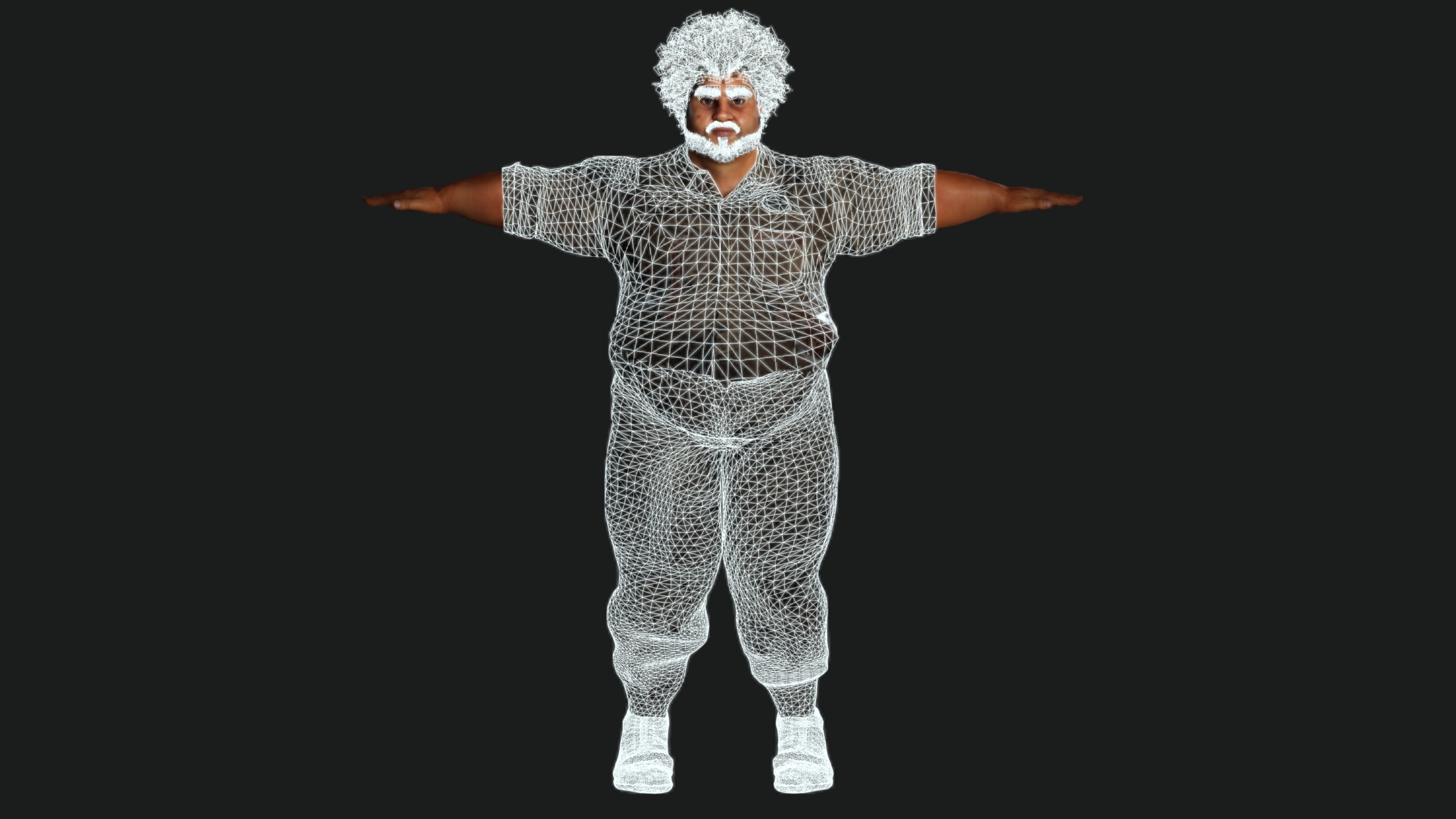 AAA 3D FAT BLACK MAN SURVIVOR or HOMELESS - REALISTIC CHARACTER Low-poly 3D model_15