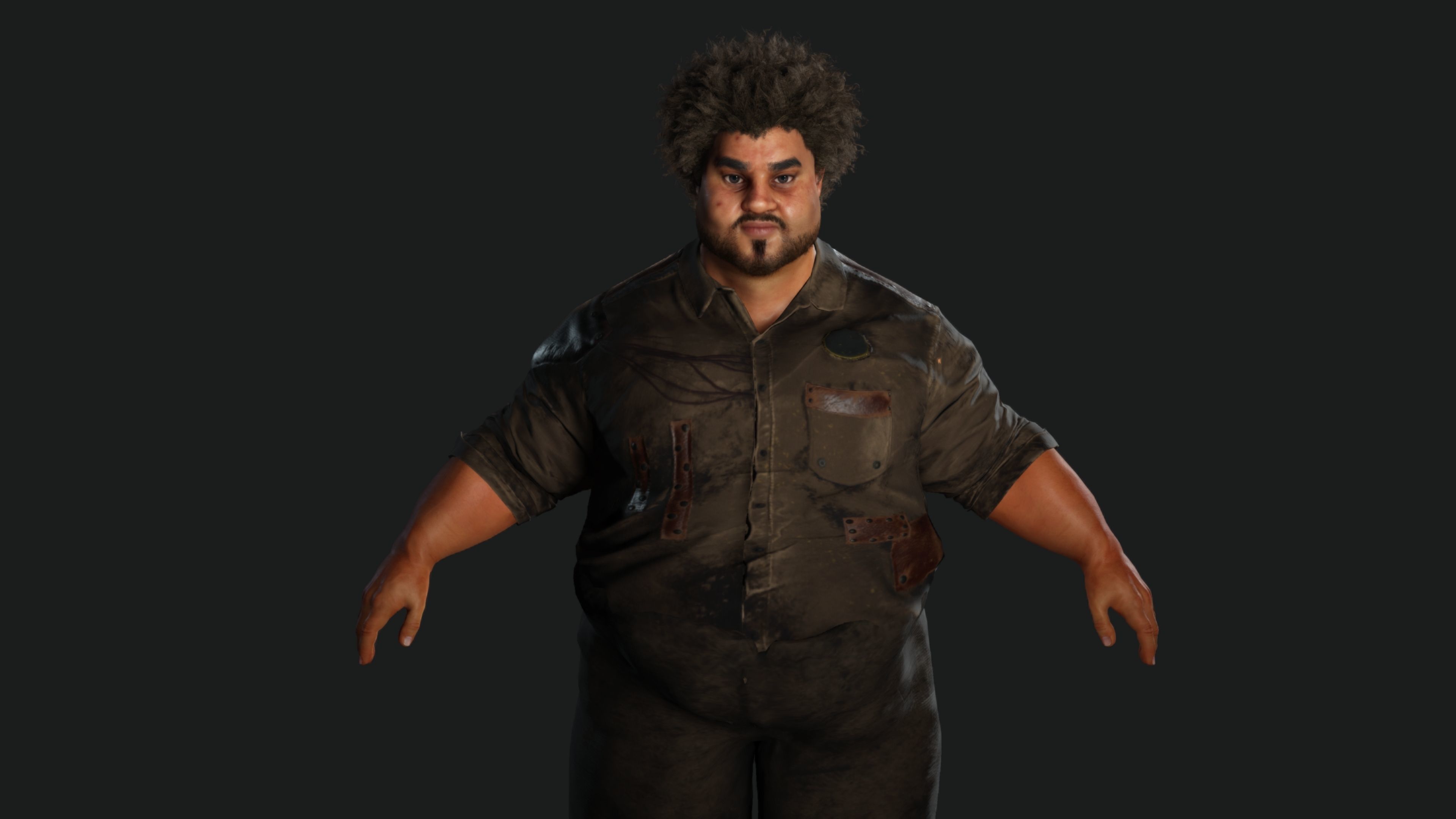 AAA 3D FAT BLACK MAN SURVIVOR or HOMELESS - REALISTIC CHARACTER Low-poly 3D model_4