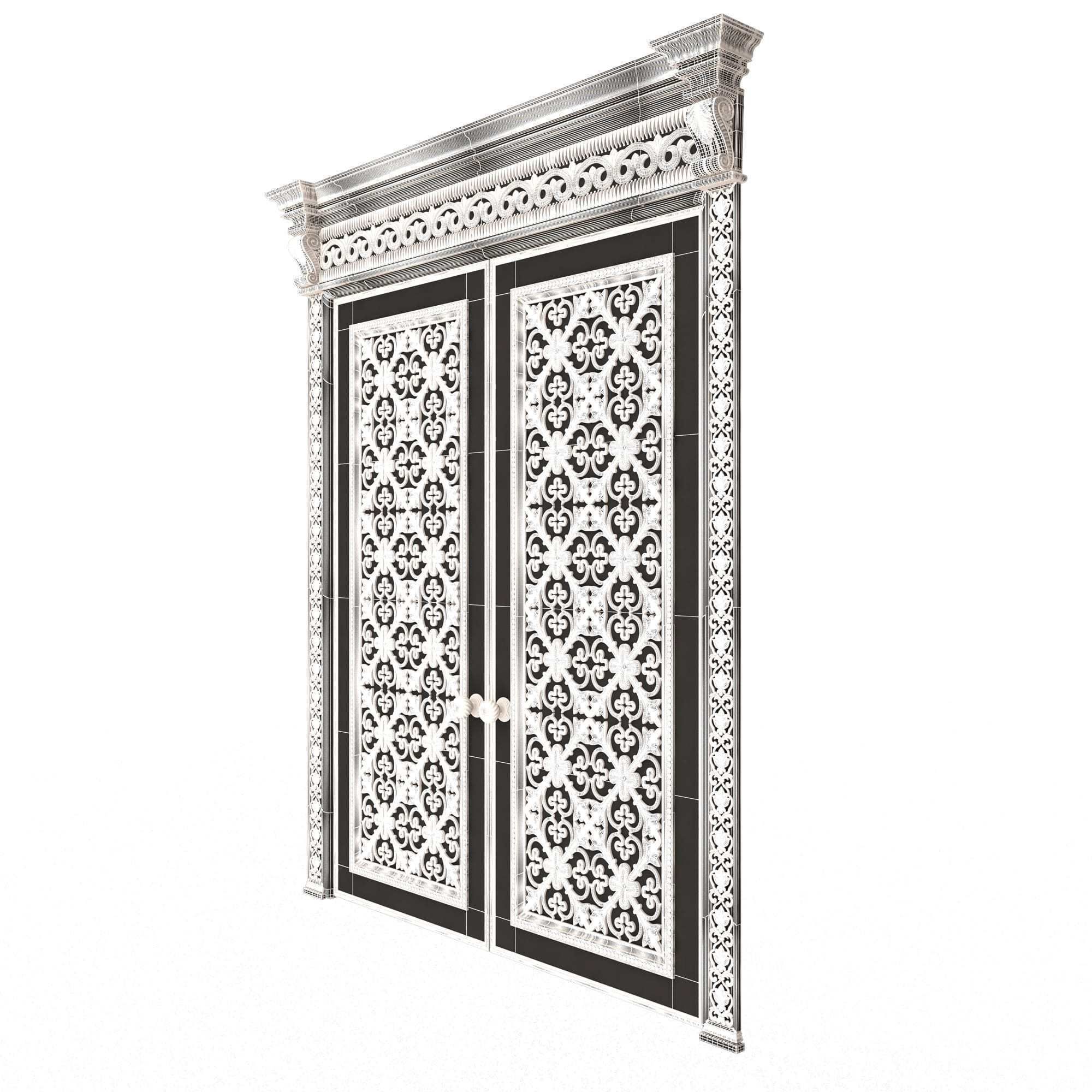 Carved Door Classic 01201 Wood Low-poly 3D model_8