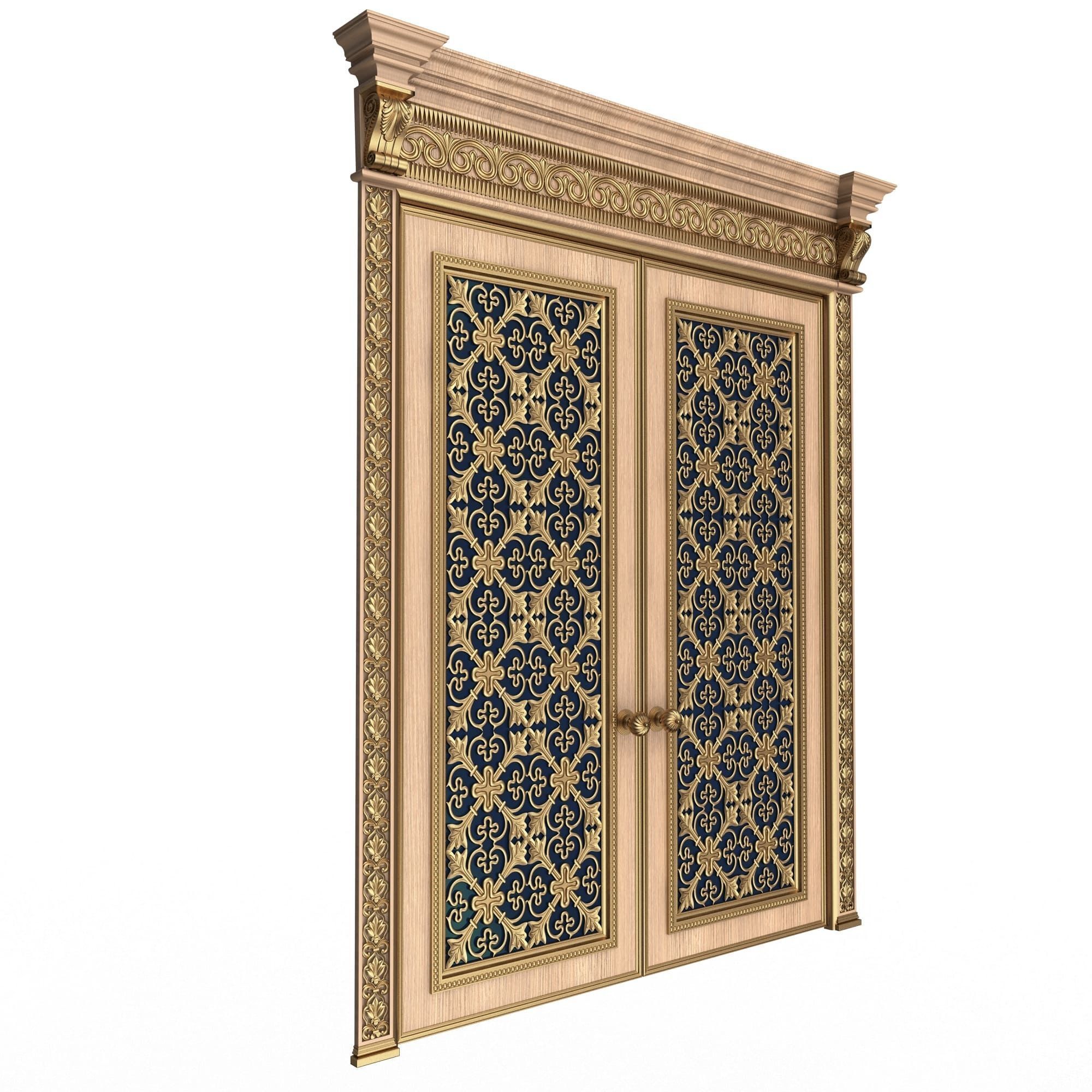 Carved Door Classic 01201 Wood Low-poly 3D model_3