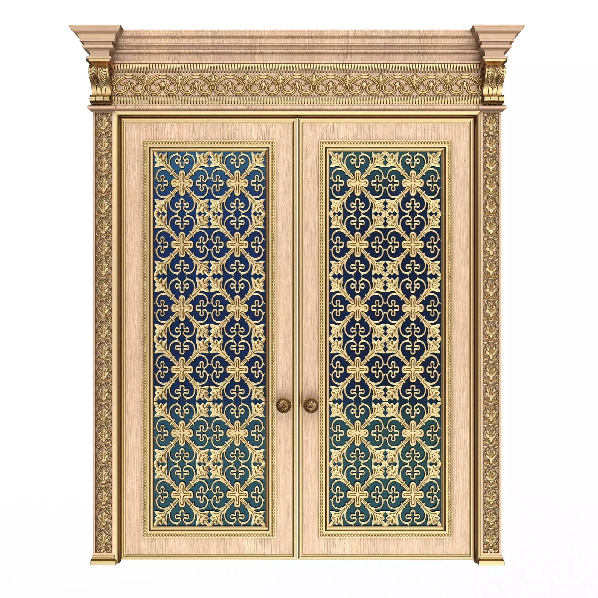 Carved Door Classic 01201 Wood Low-poly 3D model_0