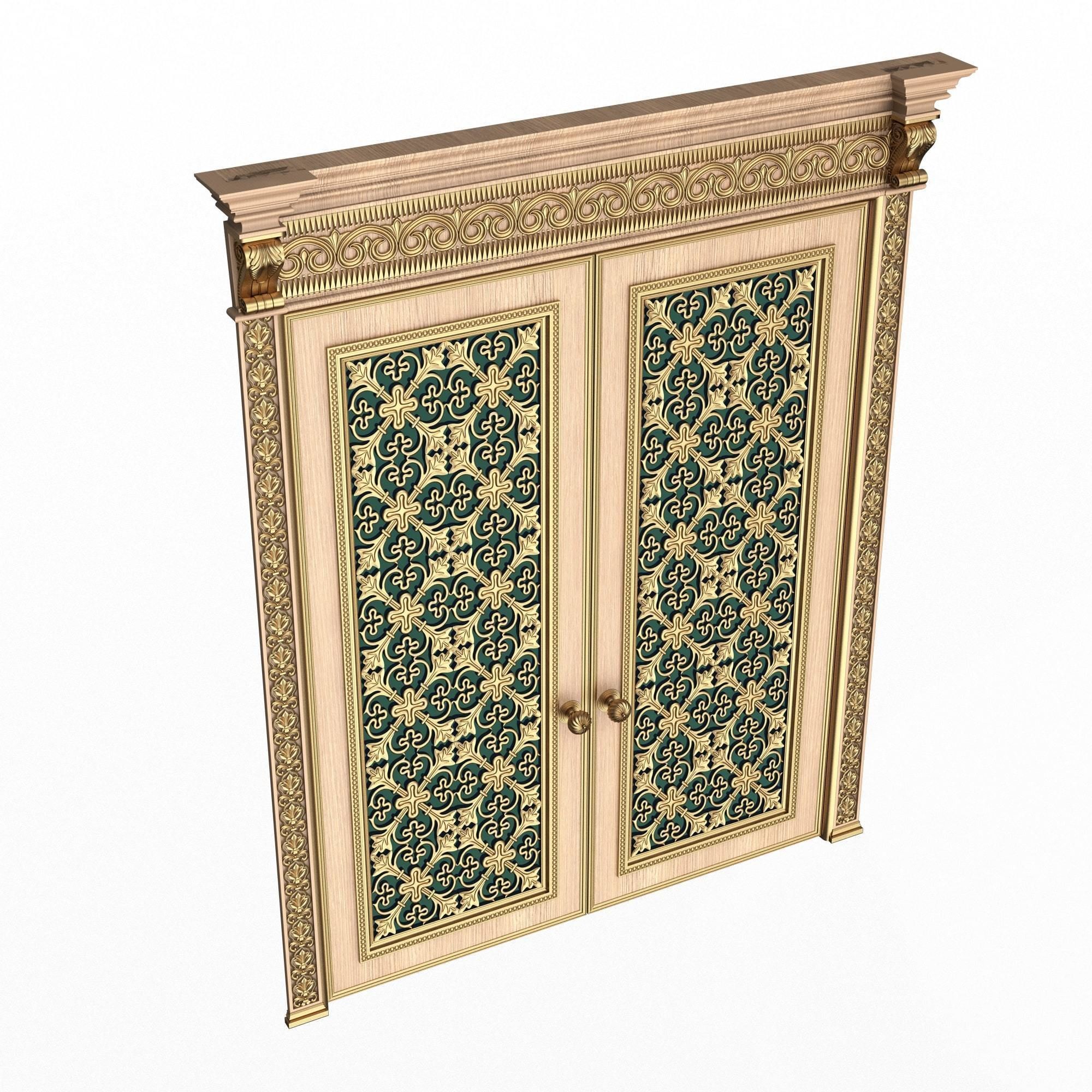 Carved Door Classic 01201 Wood Low-poly 3D model_1