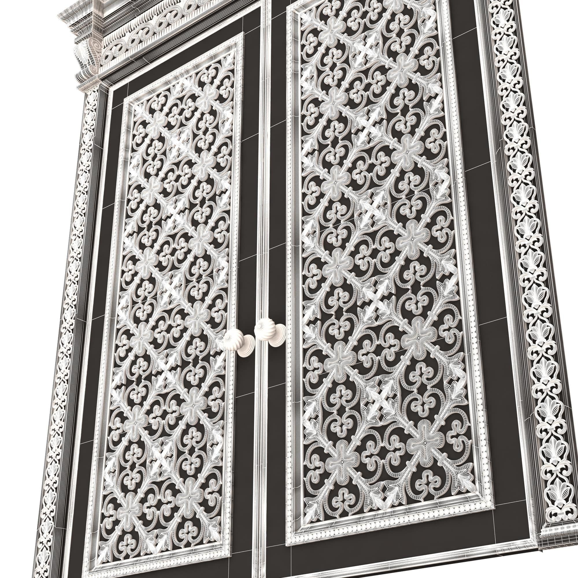 Carved Door Classic 01201 Wood Low-poly 3D model_10