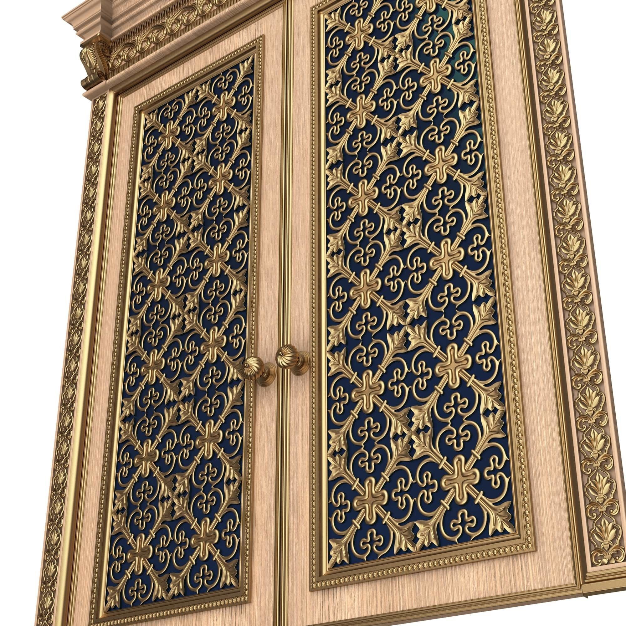 Carved Door Classic 01201 Wood Low-poly 3D model_4