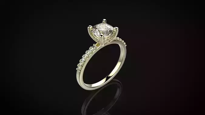 Cushion Cut ring with Hidden halo 