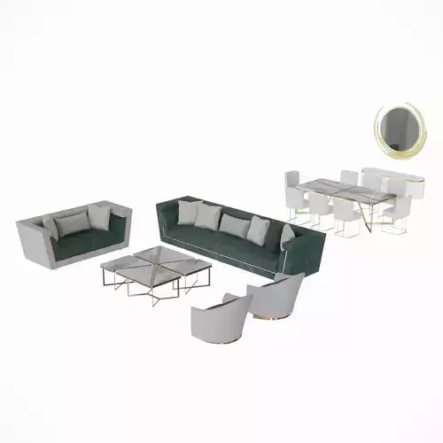 Living Sofa Set Dining Table Set White Gold