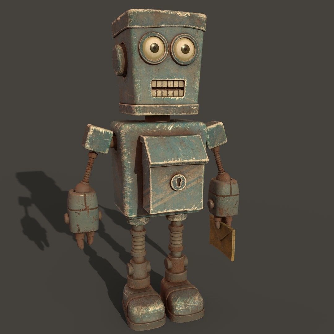 Stylized Robot Postman Low-poly 3D model_16