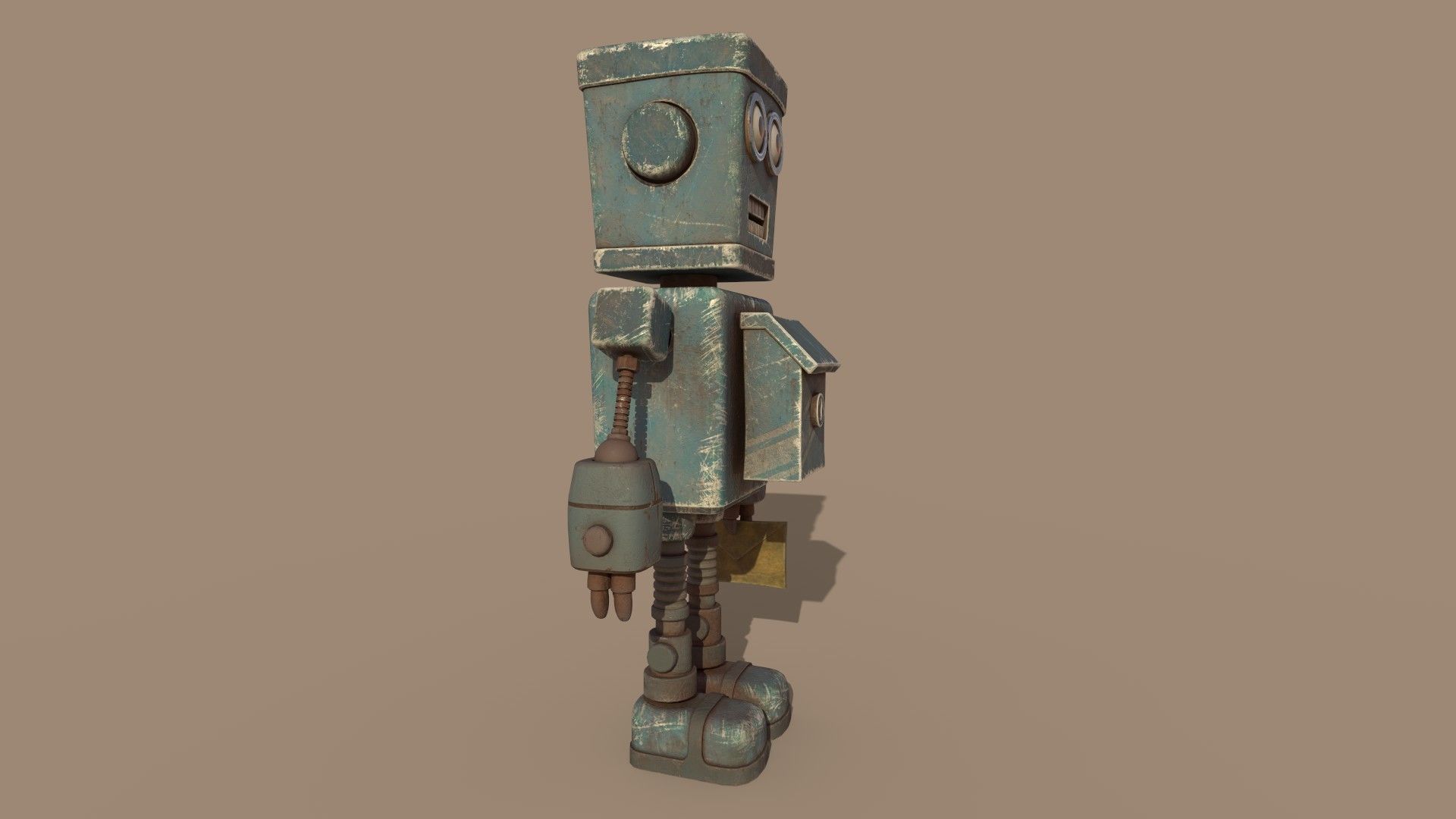 Stylized Robot Postman Low-poly 3D model_12