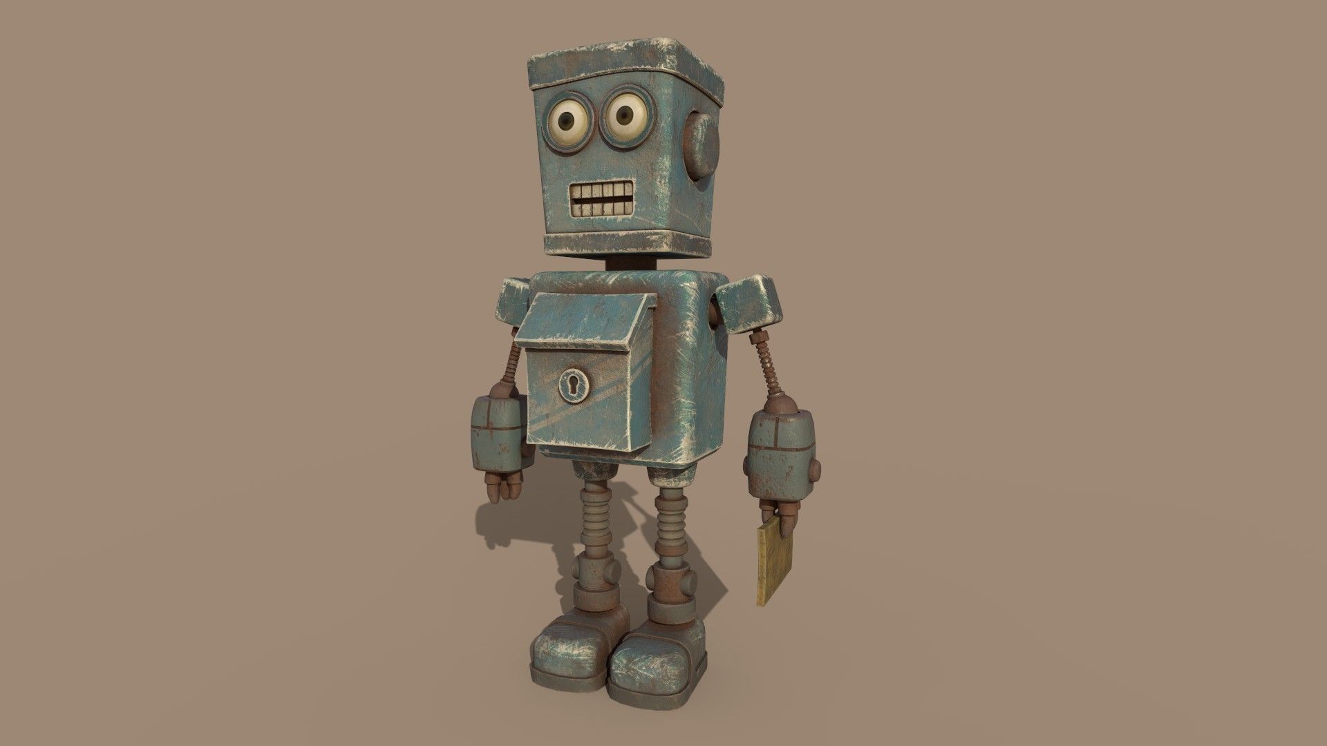 Stylized Robot Postman Low-poly 3D model_9