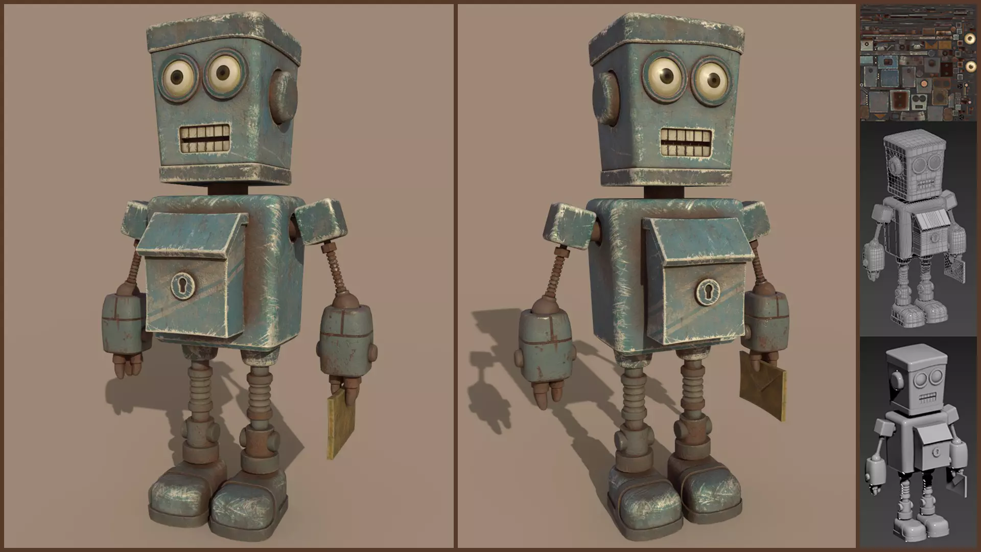 Stylized Robot Postman Low-poly 3D model_0