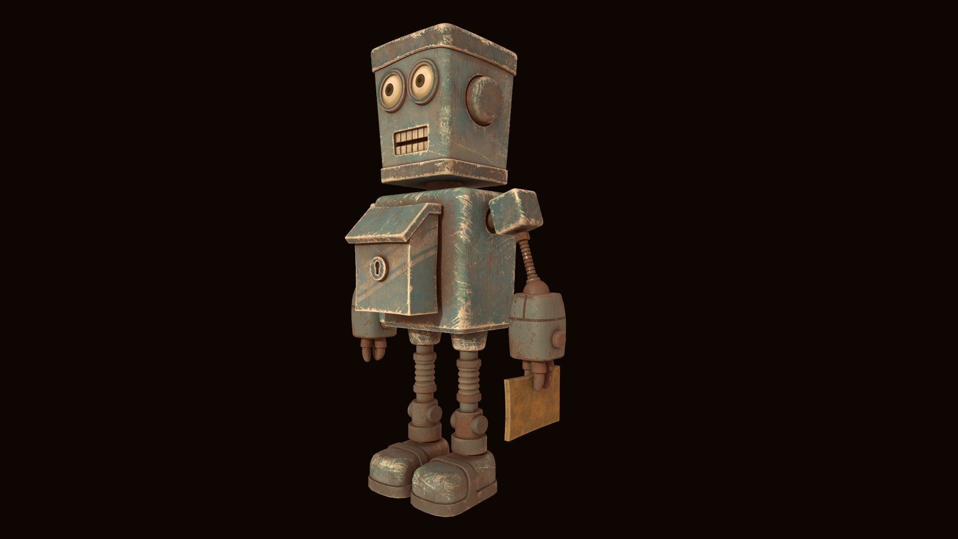 Stylized Robot Postman Low-poly 3D model_5