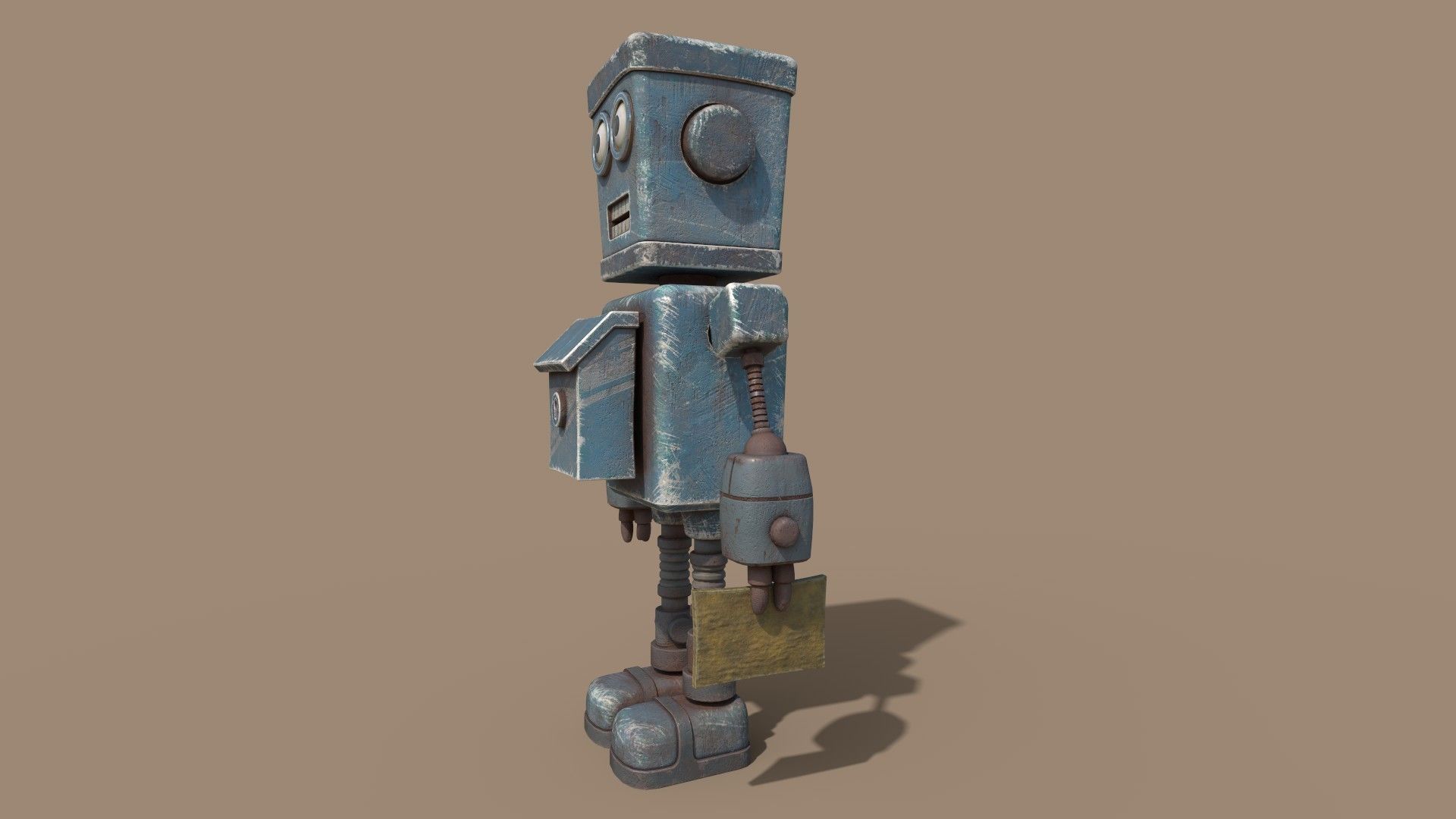 Stylized Robot Postman Low-poly 3D model_13