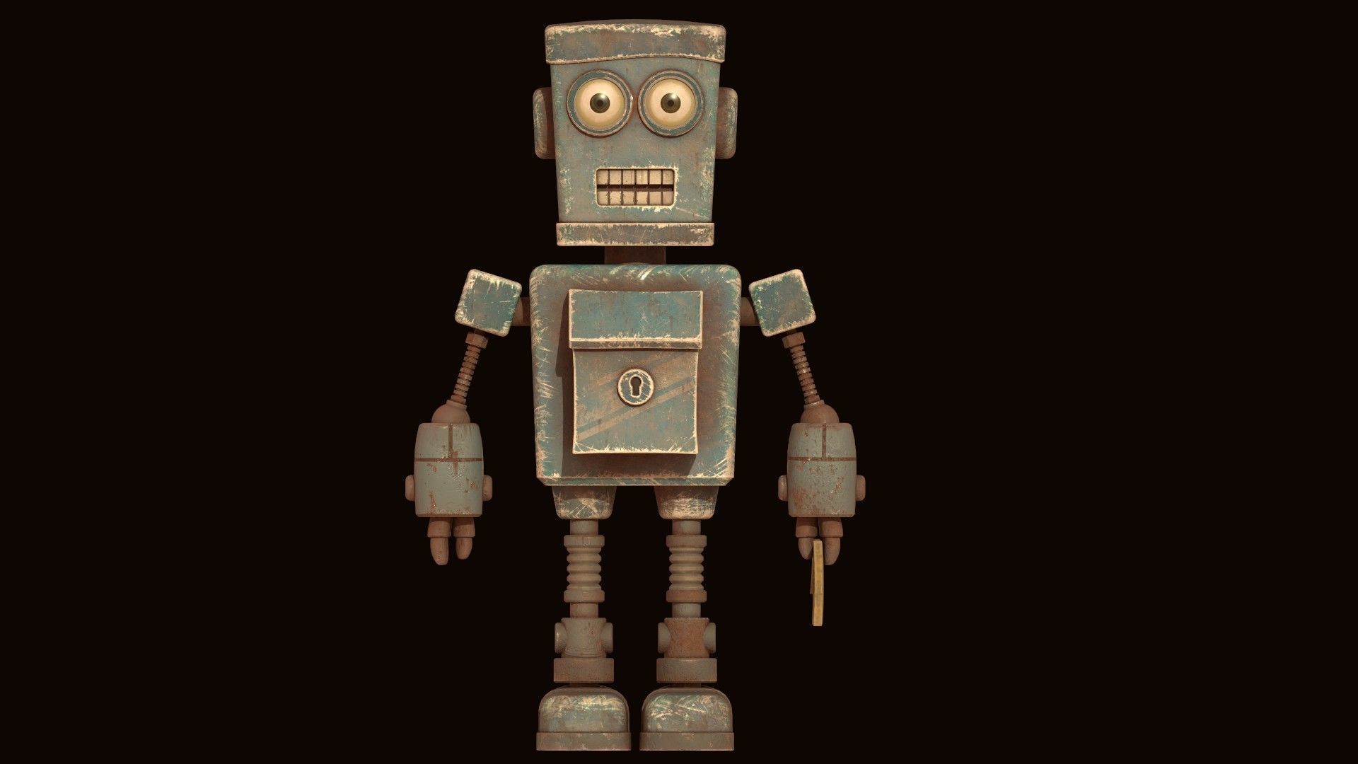 Stylized Robot Postman Low-poly 3D model_6