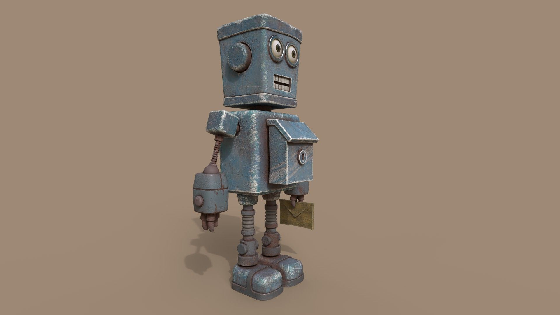 Stylized Robot Postman Low-poly 3D model_11