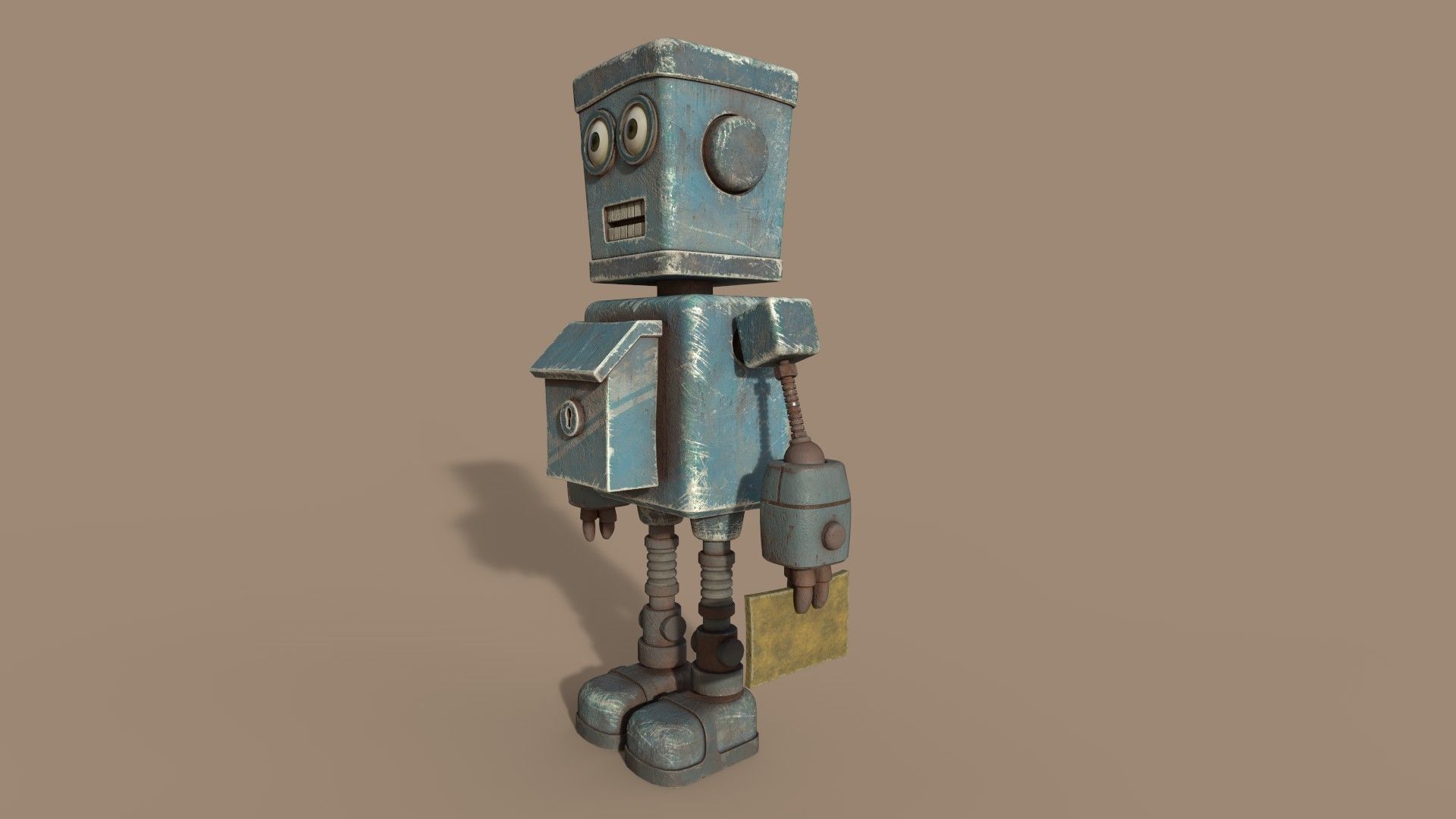 Stylized Robot Postman Low-poly 3D model_10