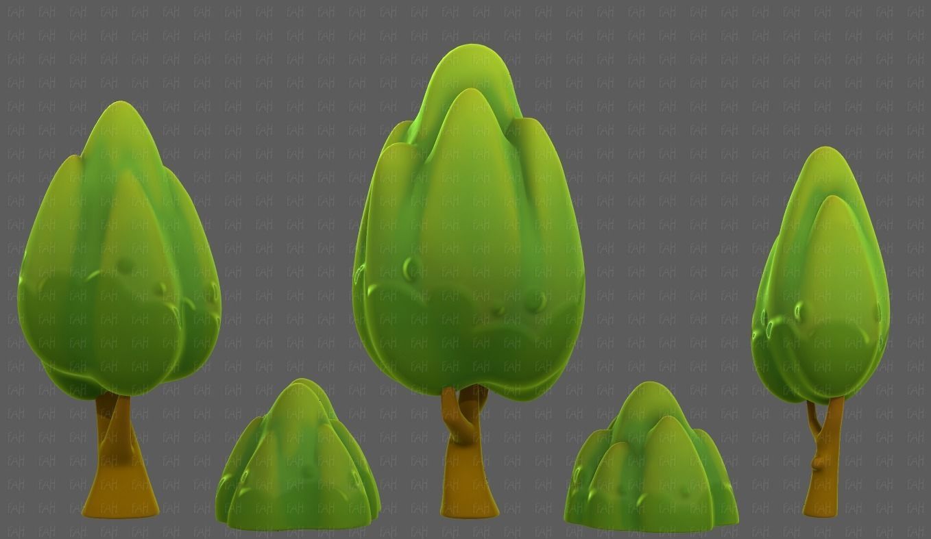 Trees Cartoon V56 Low-poly 3D model_7