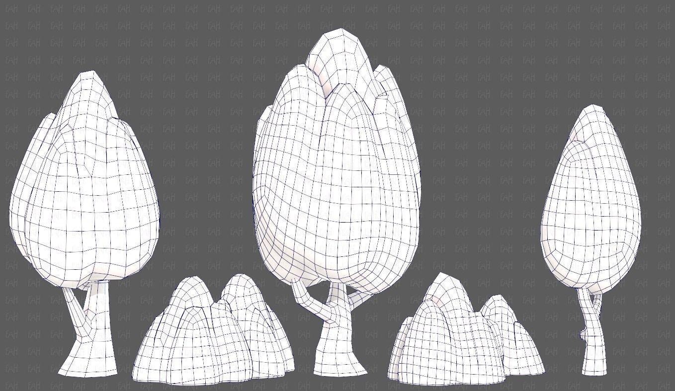 Trees Cartoon V56 Low-poly 3D model_30