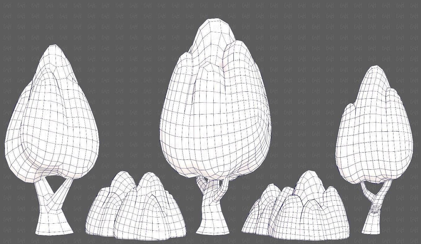 Trees Cartoon V56 Low-poly 3D model_32