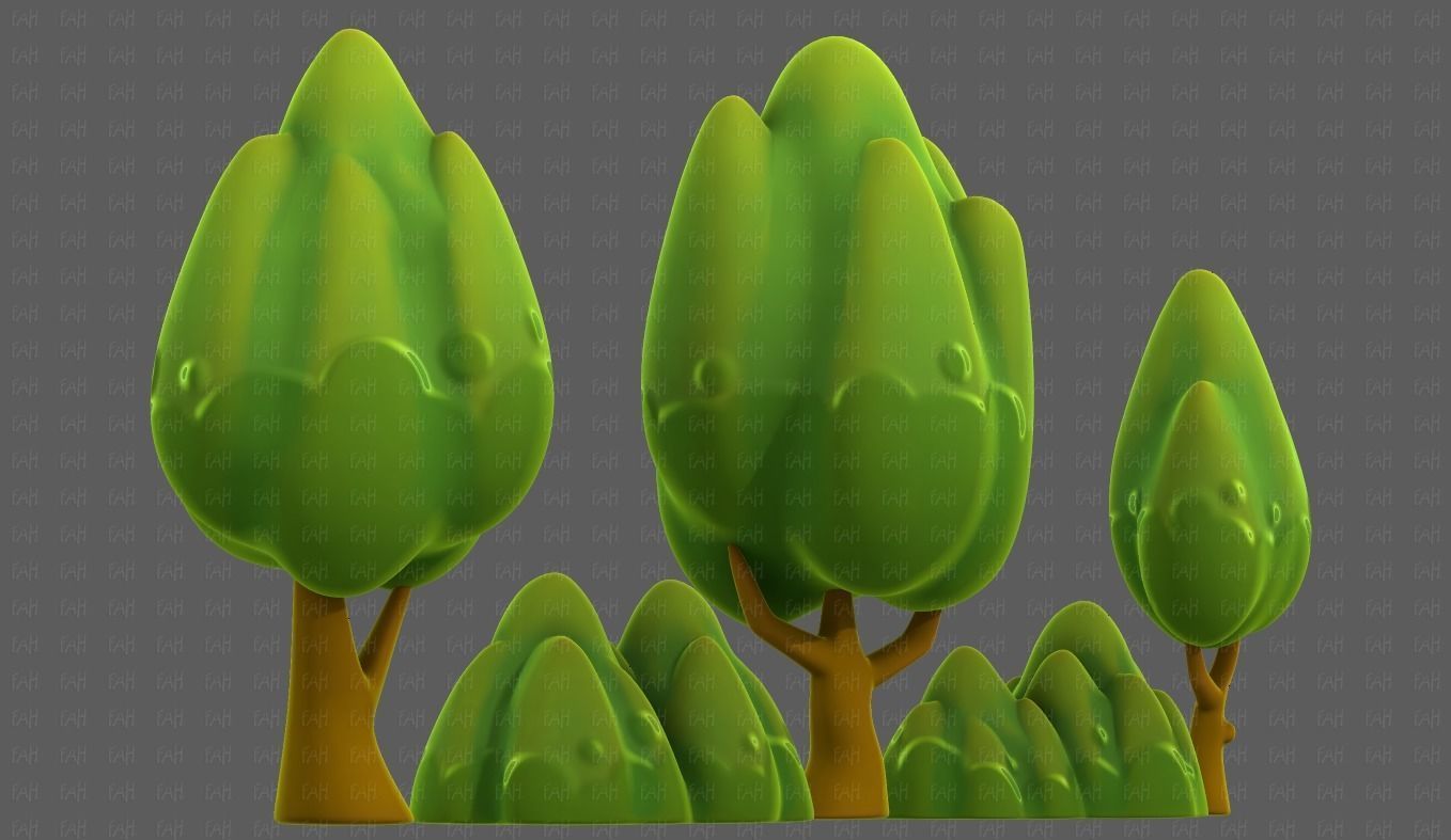 Trees Cartoon V56 Low-poly 3D model_41