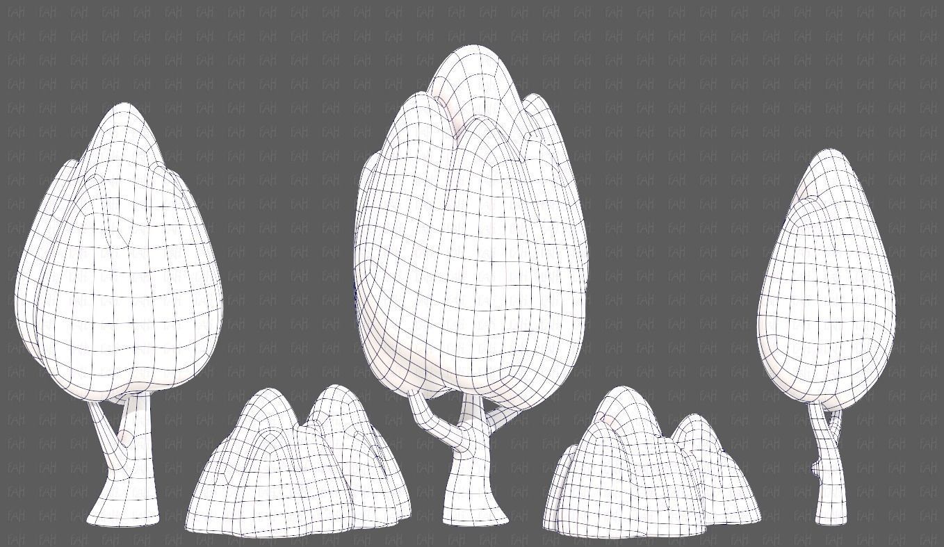 Trees Cartoon V56 Low-poly 3D model_14