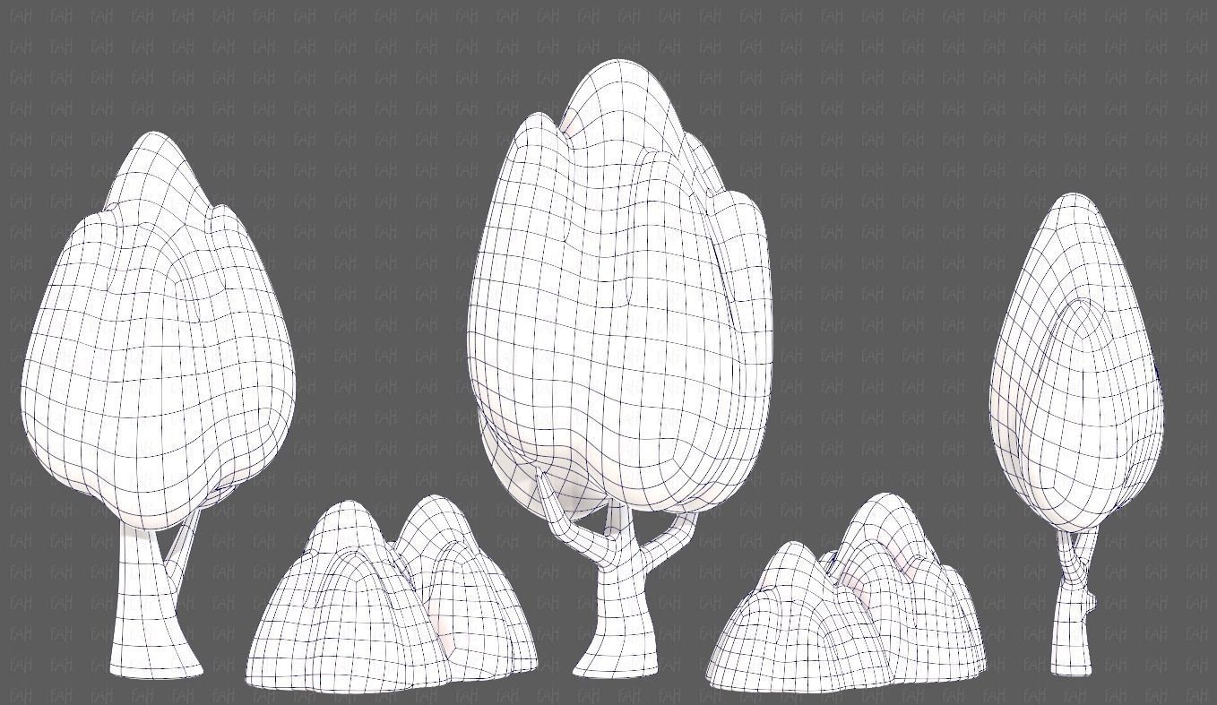 Trees Cartoon V56 Low-poly 3D model_11
