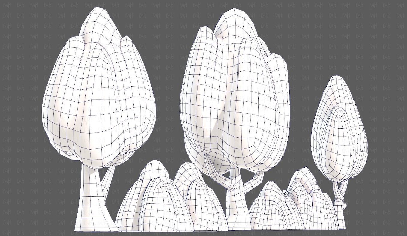 Trees Cartoon V56 Low-poly 3D model_44
