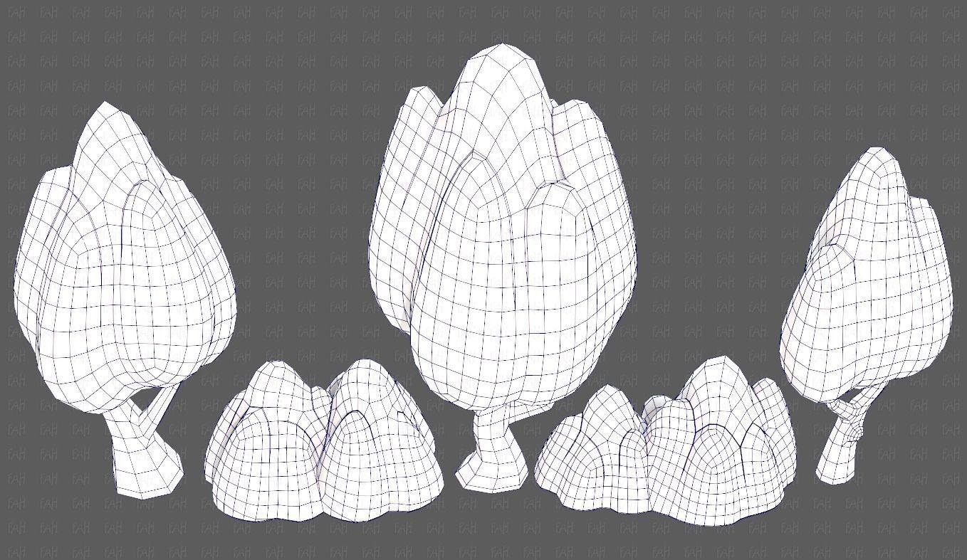 Trees Cartoon V56 Low-poly 3D model_36
