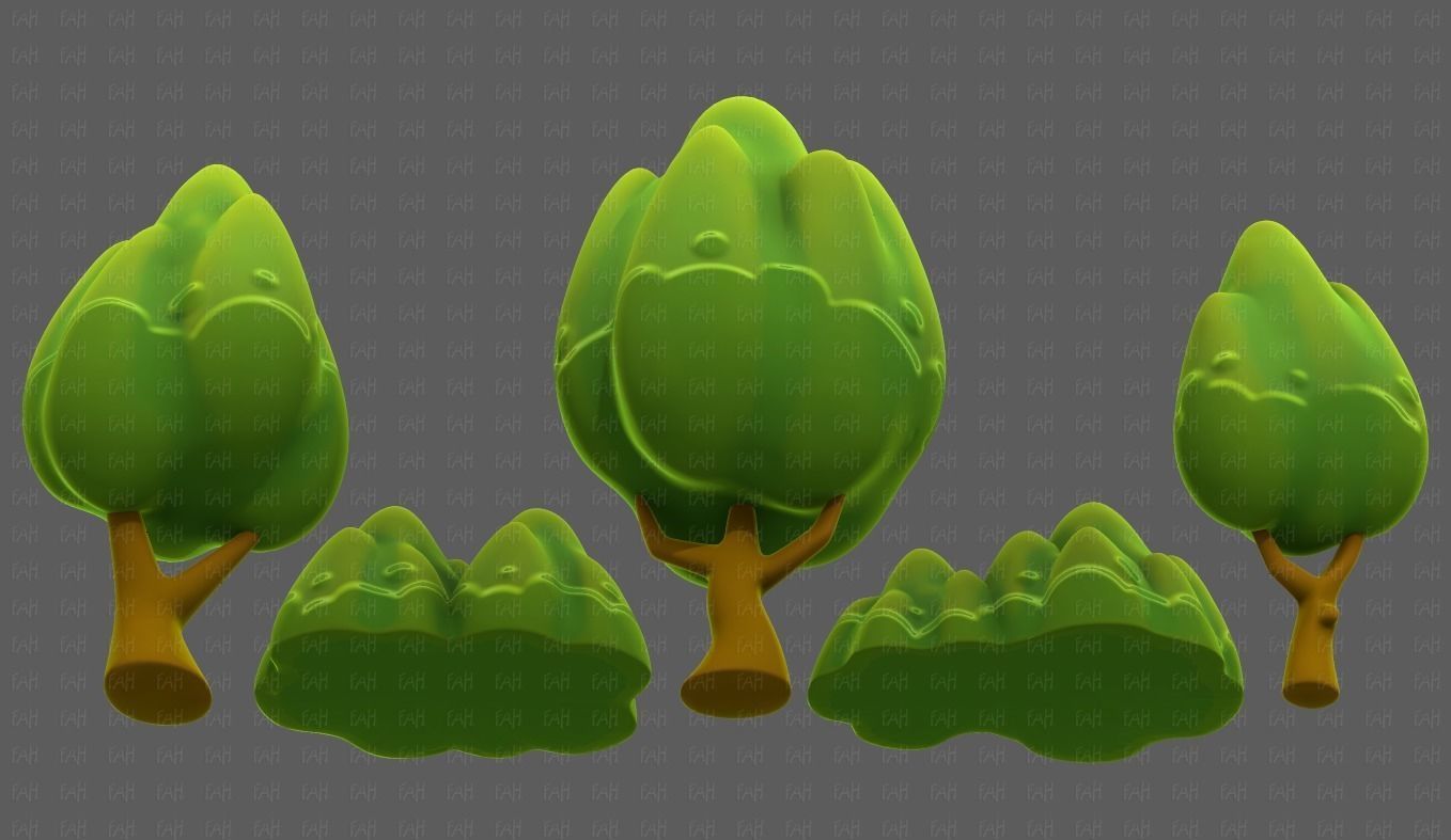 Trees Cartoon V56 Low-poly 3D model_37