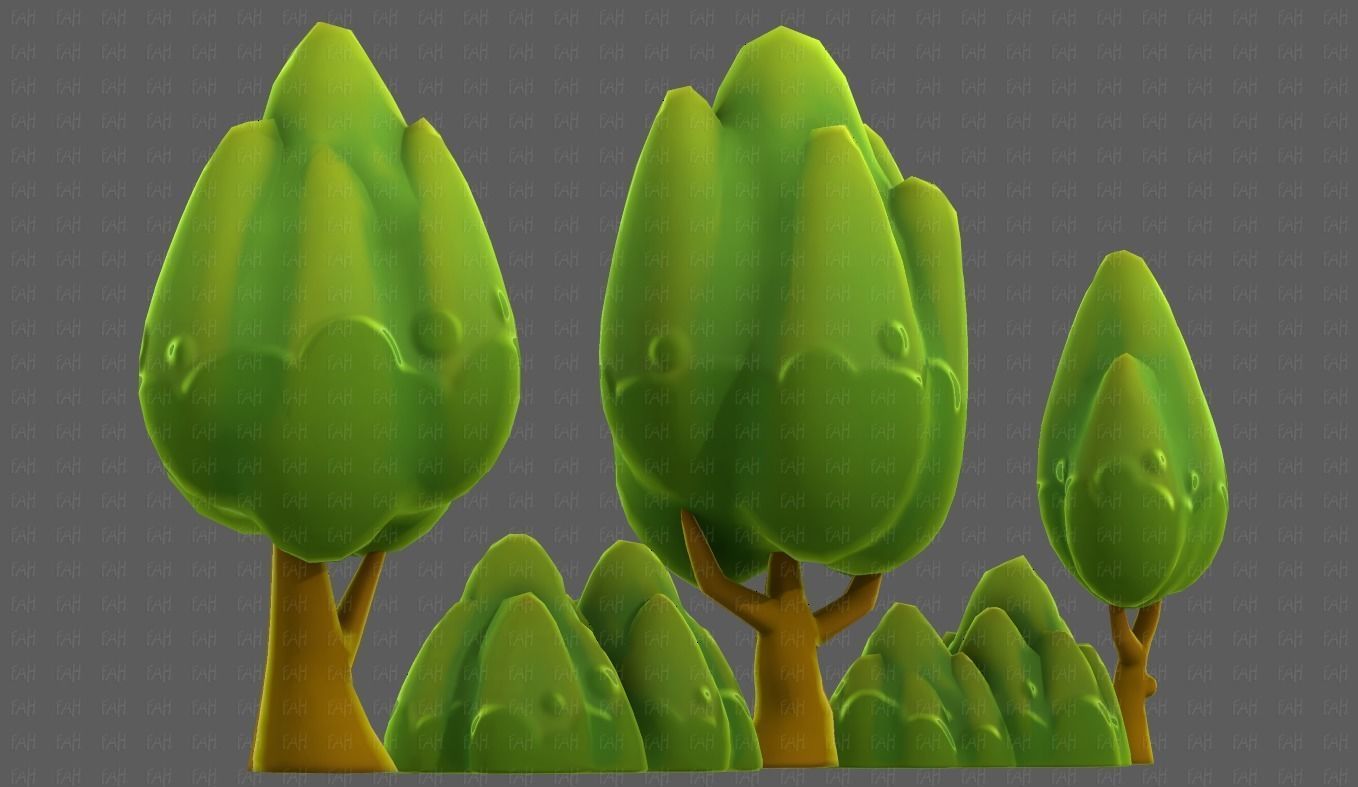 Trees Cartoon V56 Low-poly 3D model_43