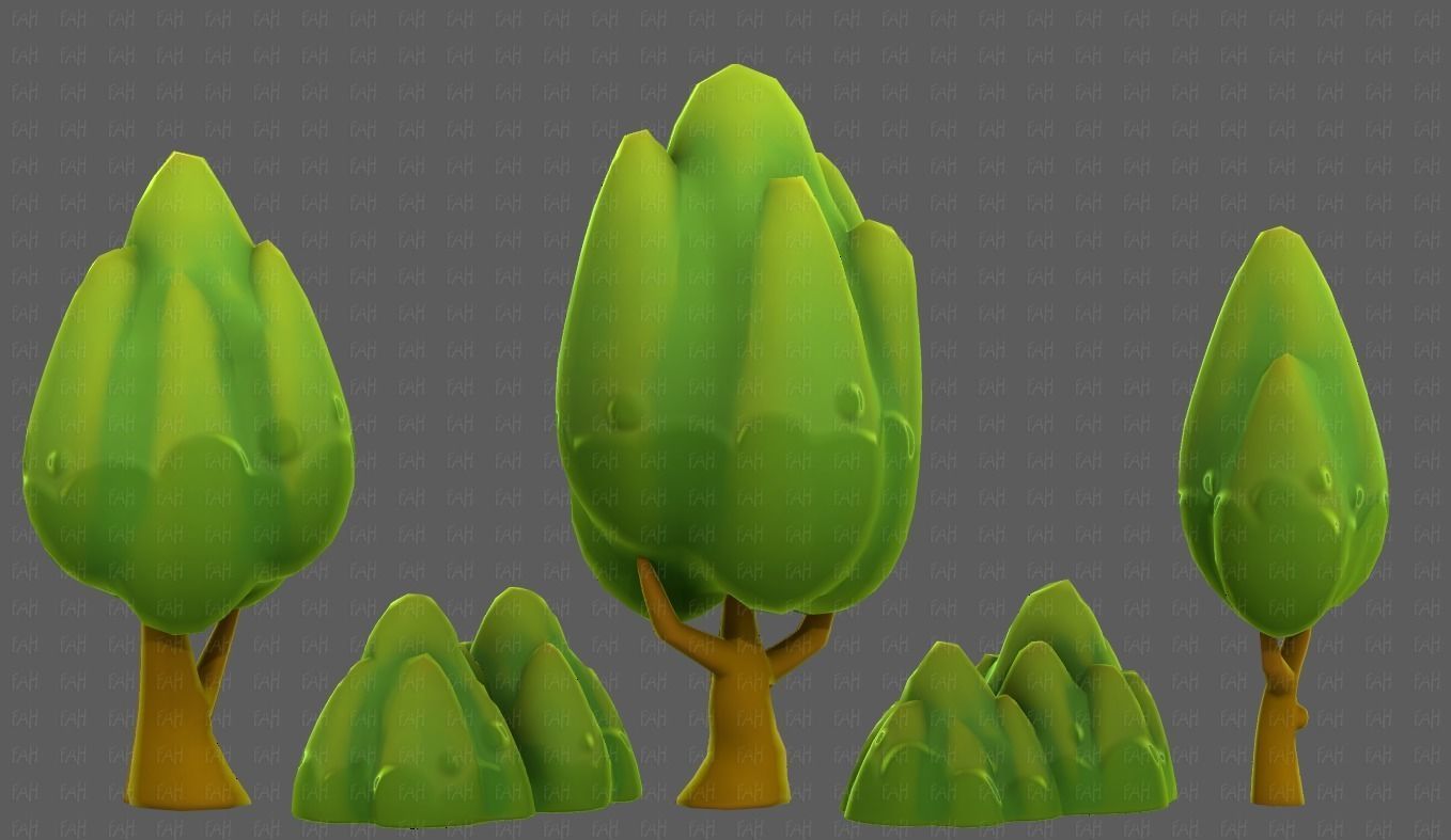 Trees Cartoon V56 Low-poly 3D model_18
