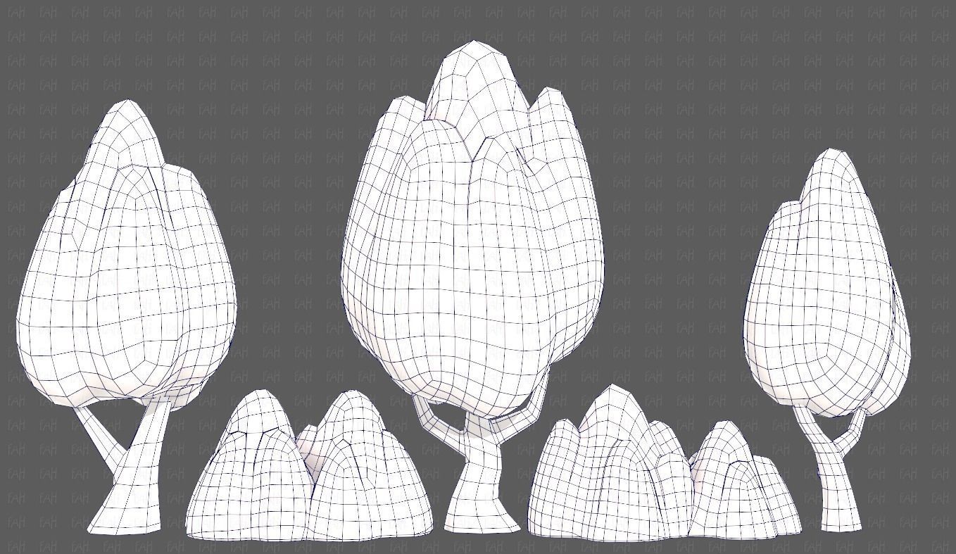 Trees Cartoon V56 Low-poly 3D model_29
