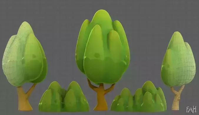 Trees Cartoon V56 Low-poly 3D model