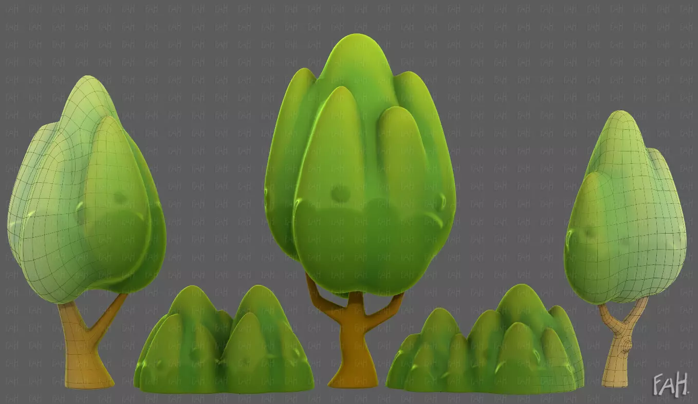 Trees Cartoon V56 Low-poly 3D model_0