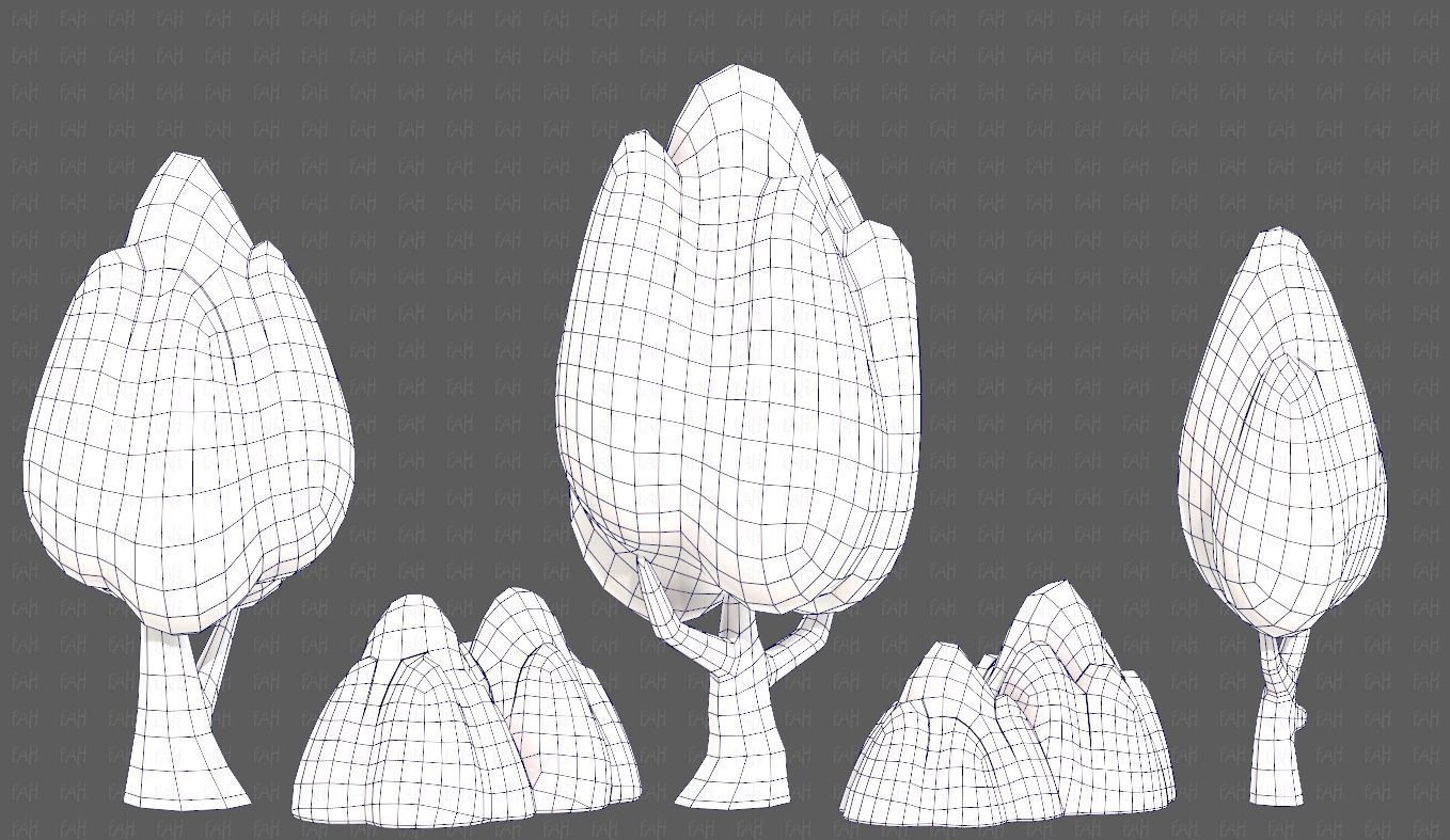 Trees Cartoon V56 Low-poly 3D model_26